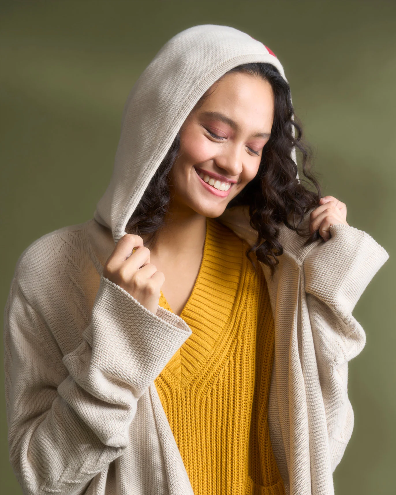 Hoodie Cardigan - Oatmeal - Image 5