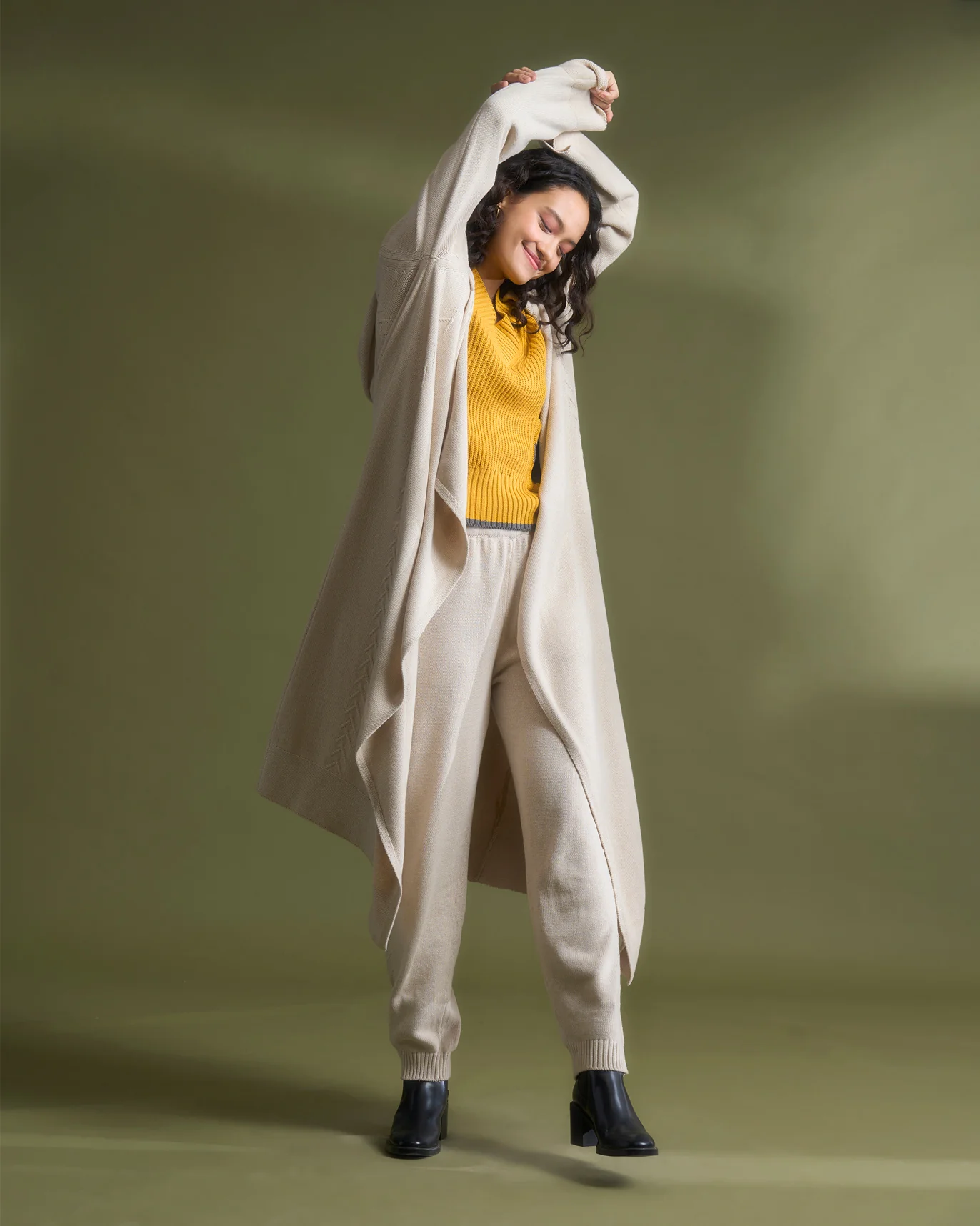 Hoodie Cardigan - Oatmeal - Image 6