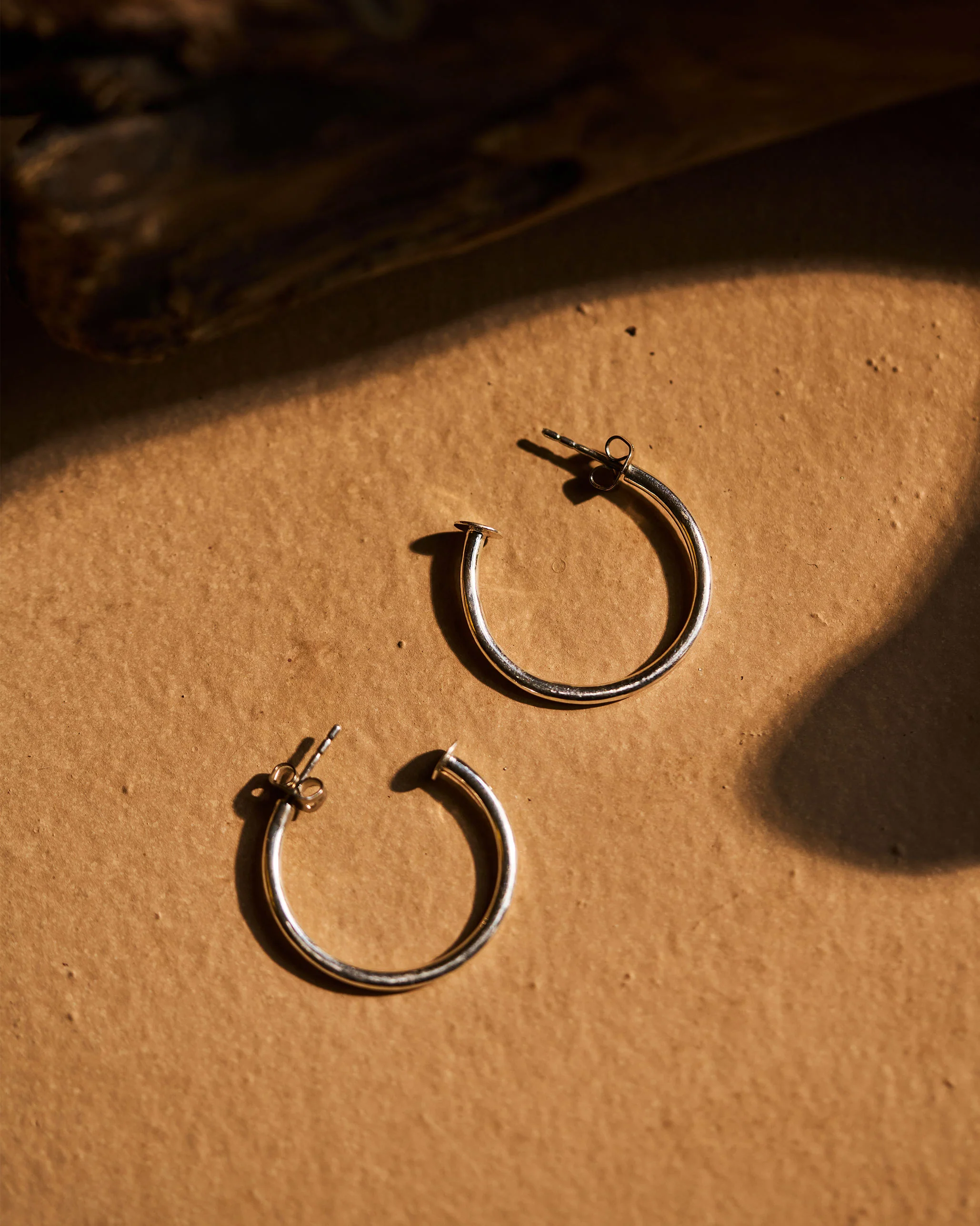 Hoop Earrings (Medium) - Sterling Silver - Image 2