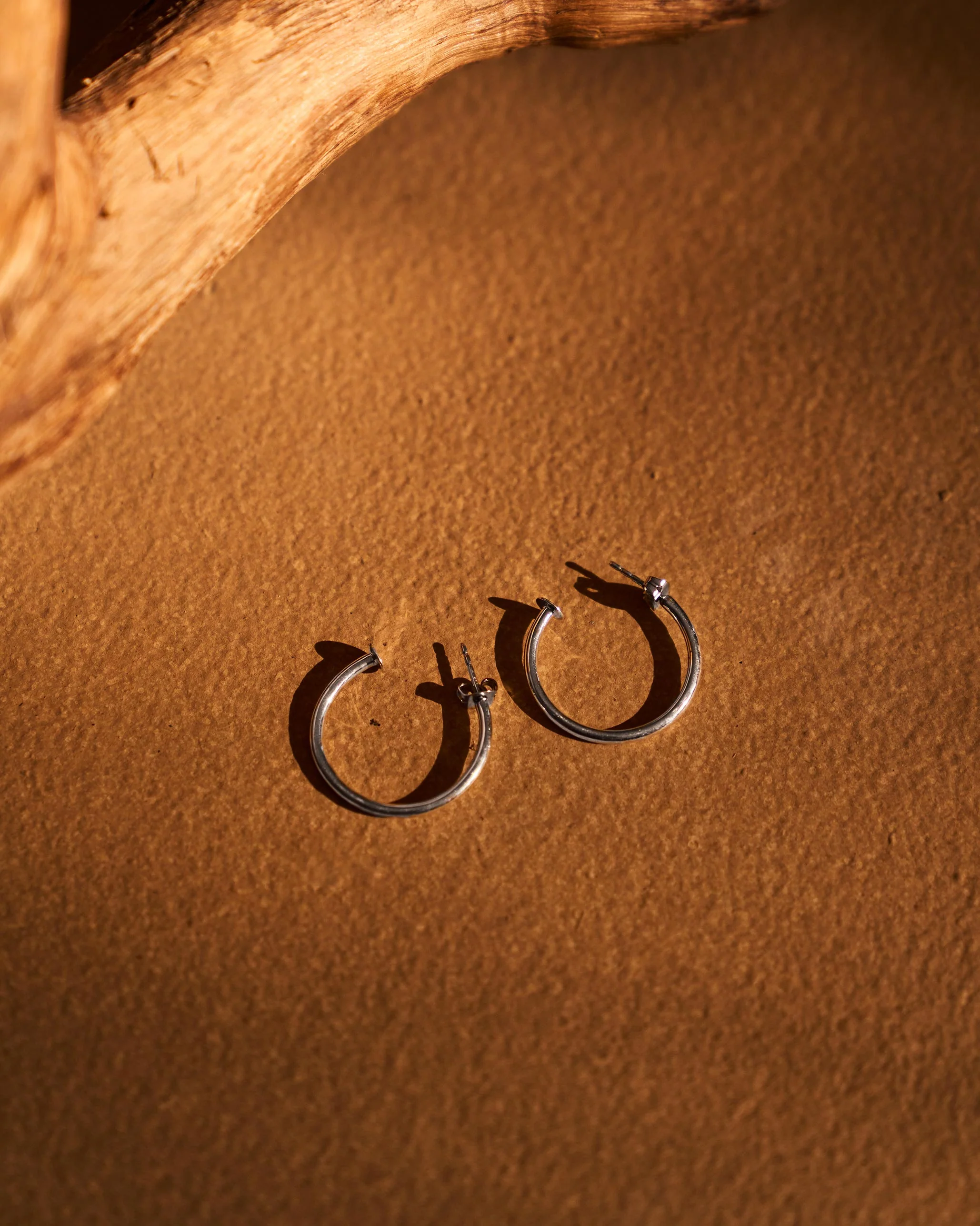 Hoop Earrings (Medium) - Sterling Silver - Image 4