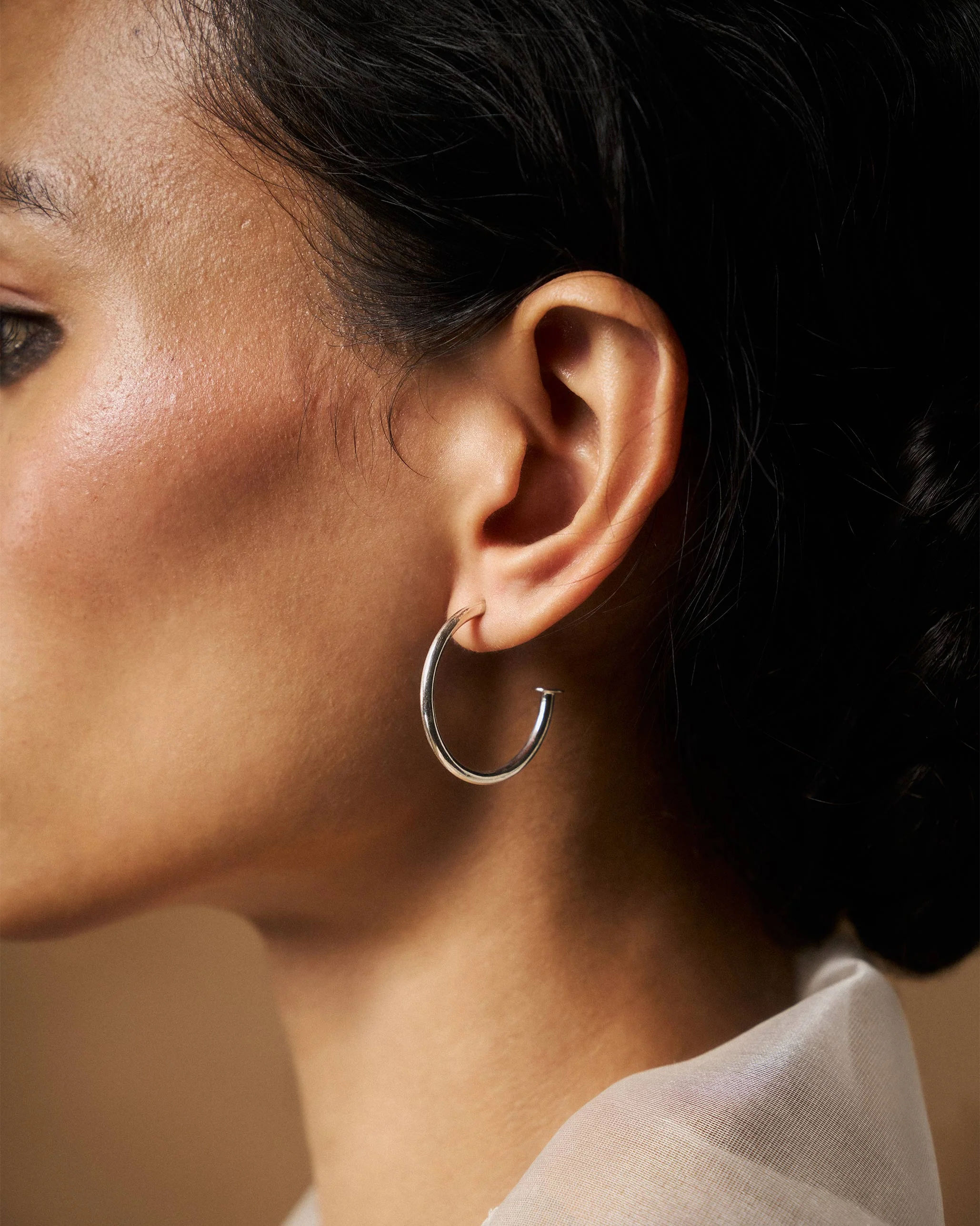 Hoop Earrings (Medium) - Sterling Silver - Image 5
