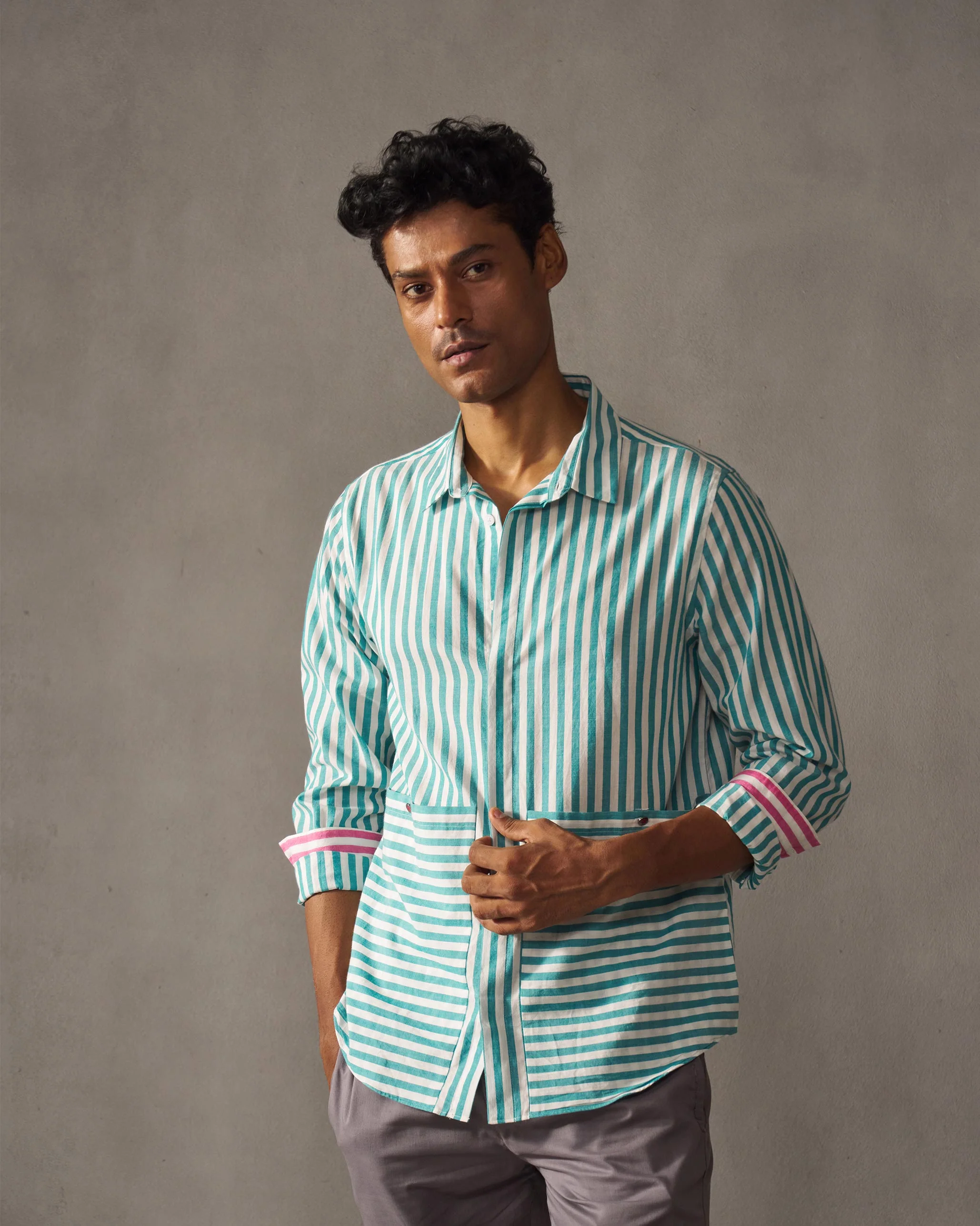 Hunter Shirt - Teal & White Stripes - Image 6