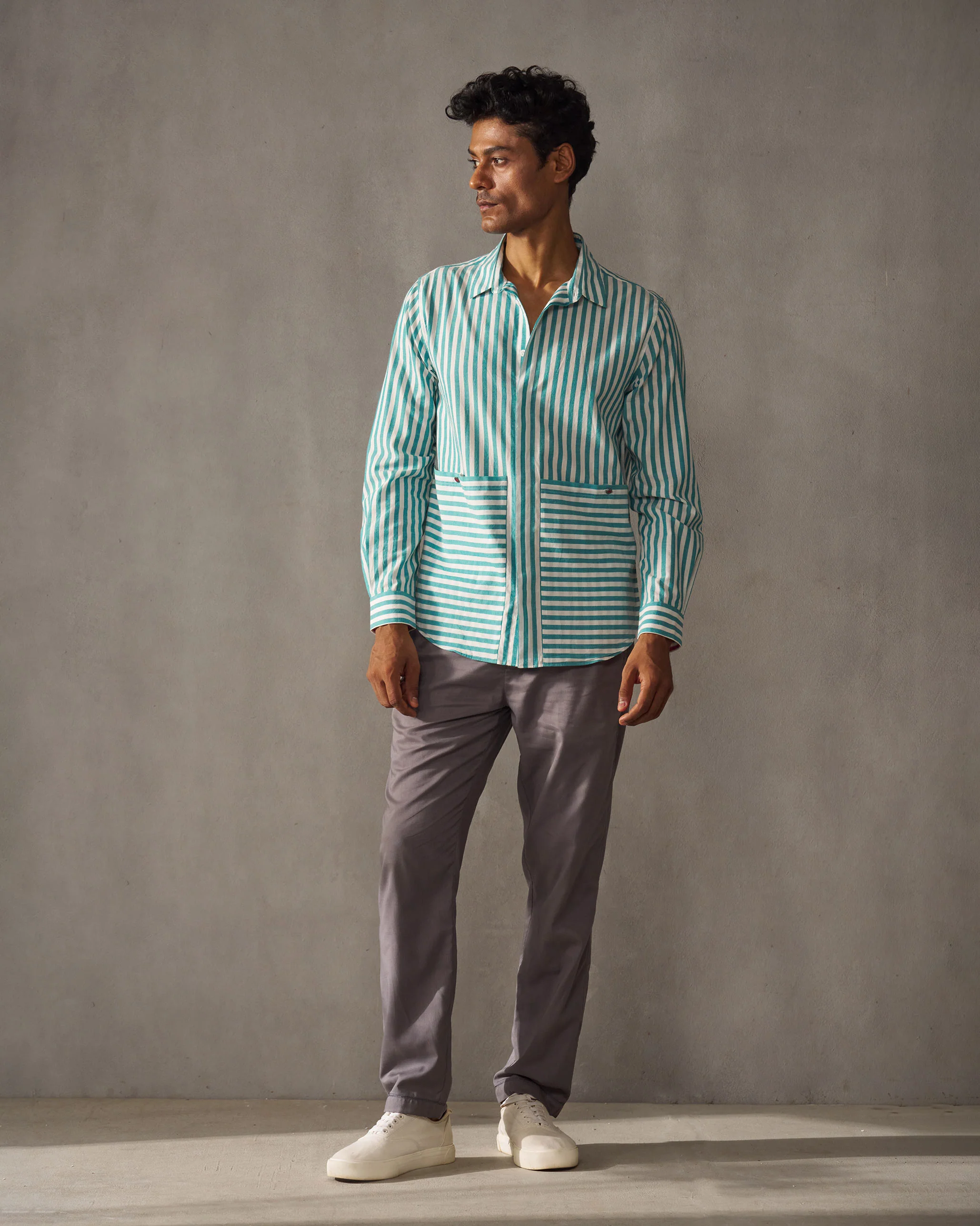 Hunter Shirt - Teal & White Stripes - Image 8