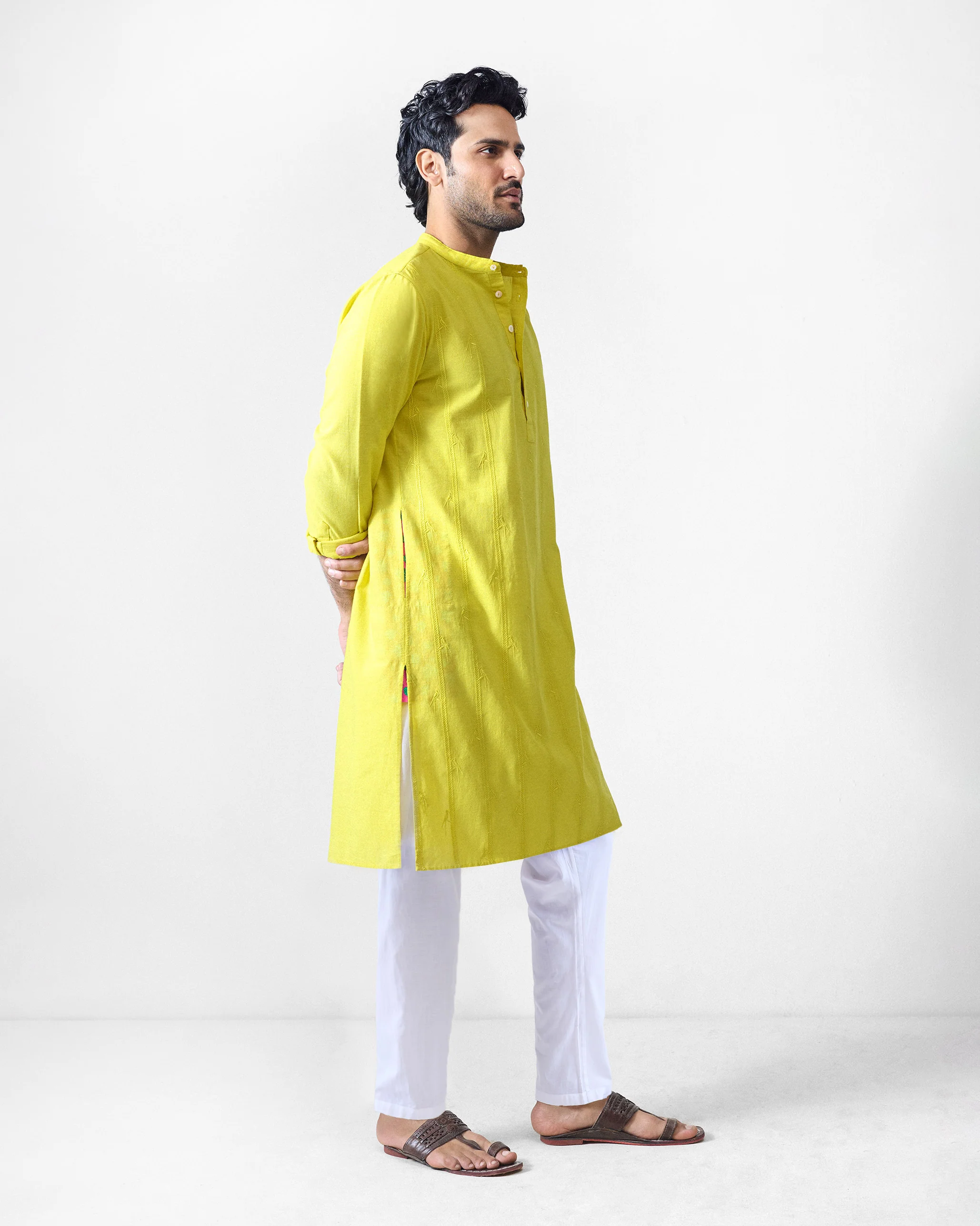 Ibn Kurta - Chartreuse Embroidered - Image 2