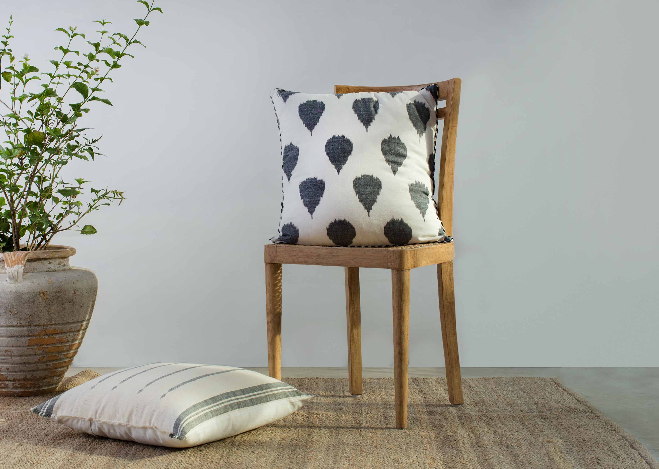 Ikat Tear Drop Cushion Cover - Charcoal - Image 3