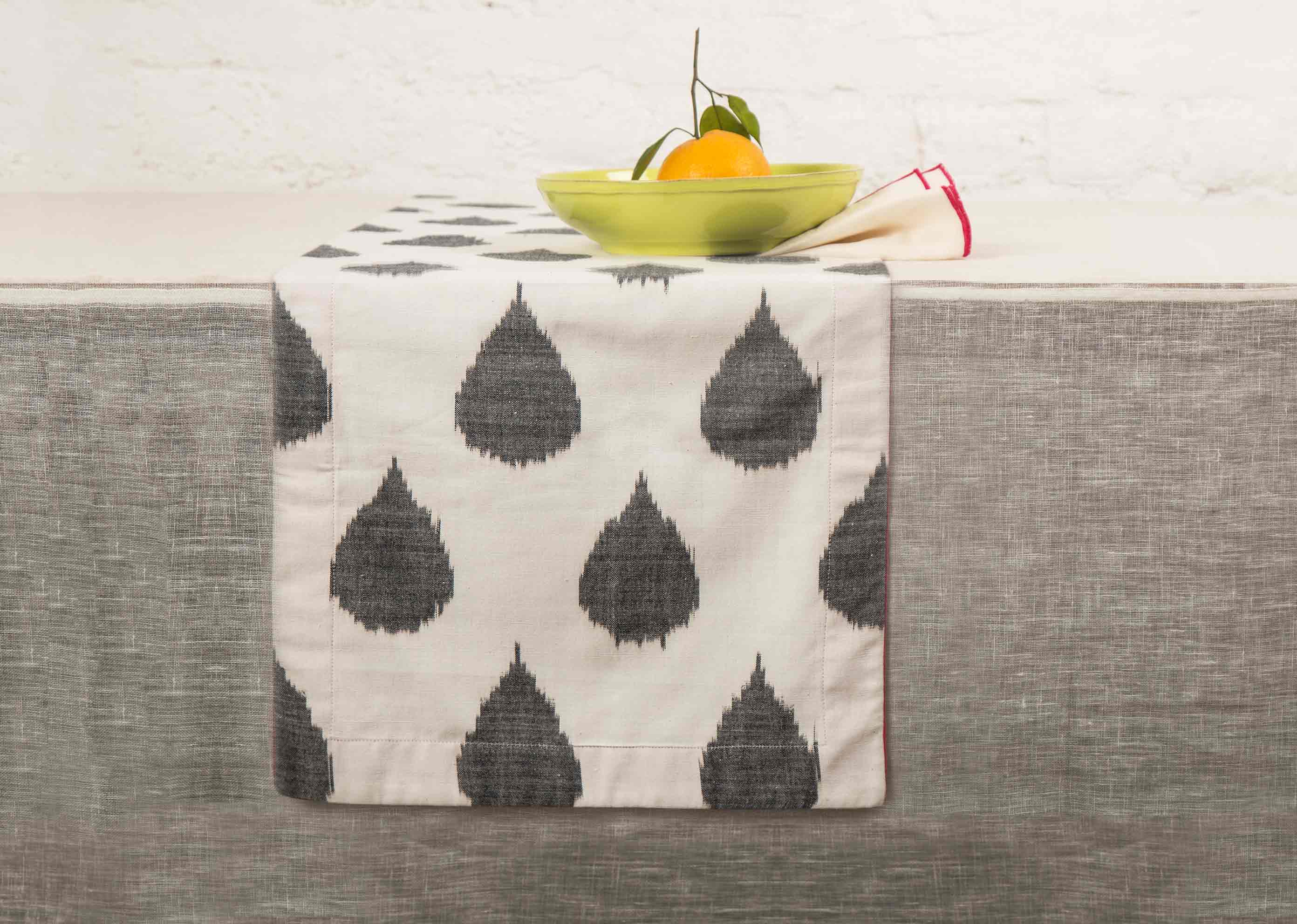 Ikat Tear Drop Table Runner - Charcoal - Image 3