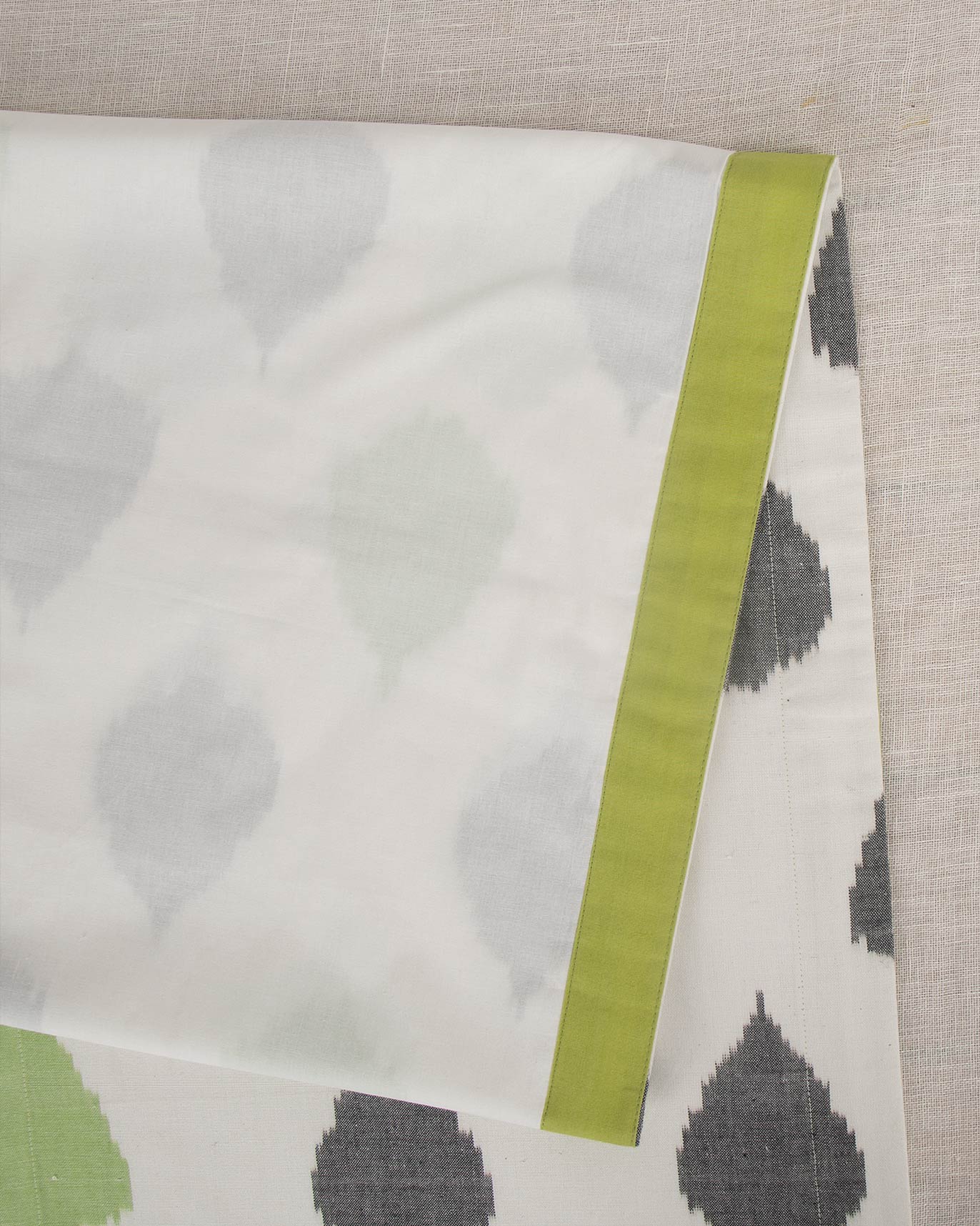 Ikat Tear Drop Table Runner - Charcoal & Lime - Image 2