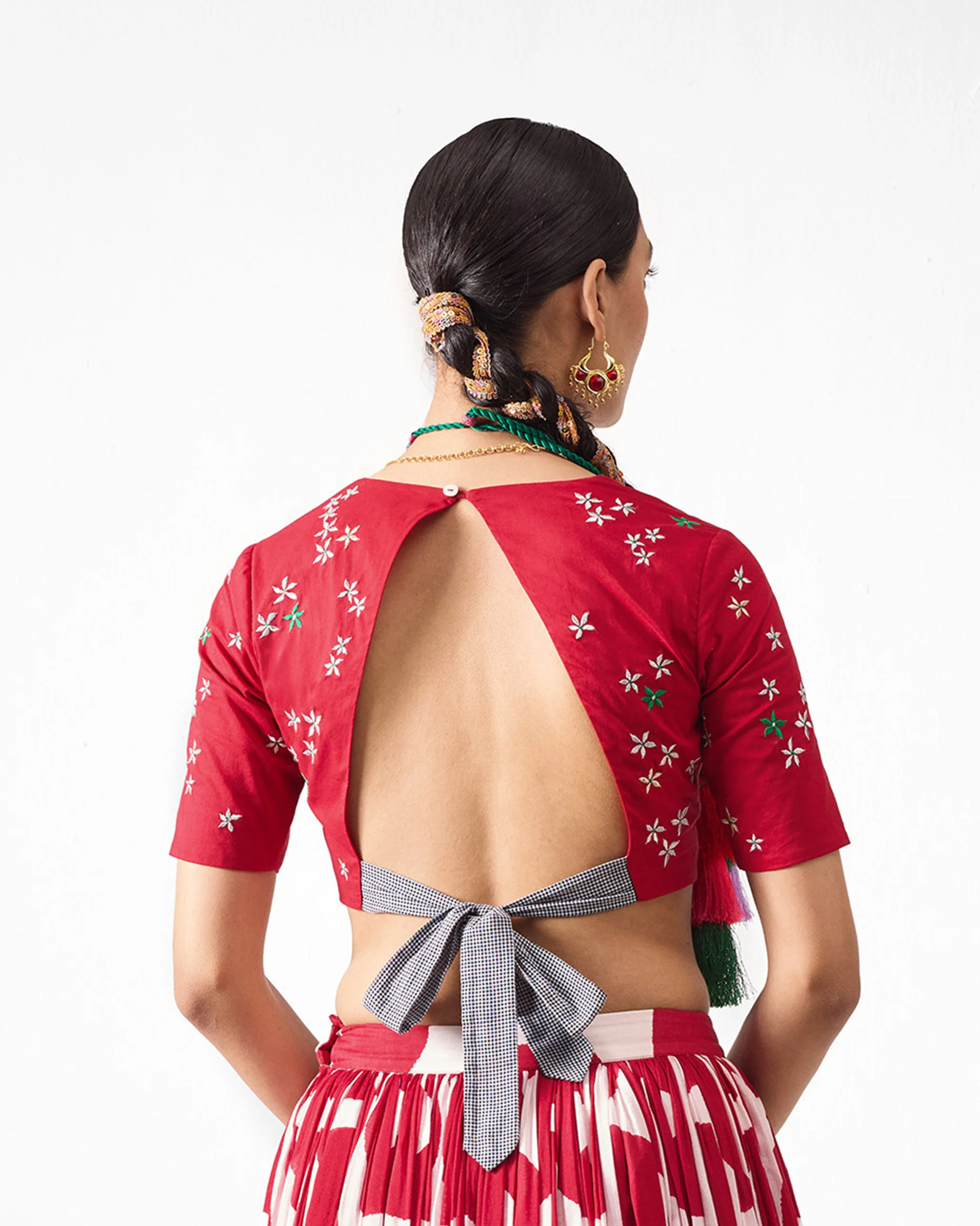 Inaaz Blouse - Red Embroidered - Image 2