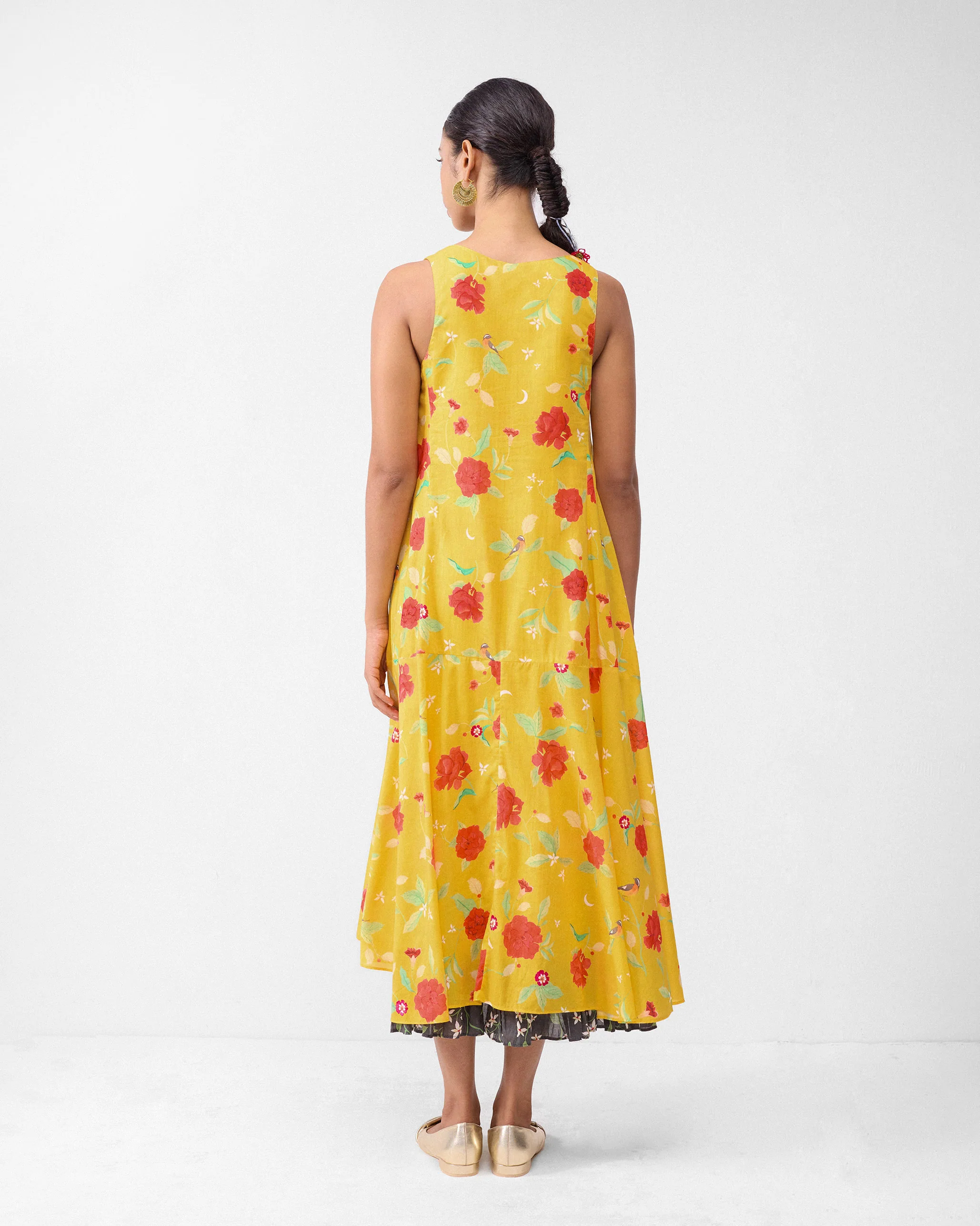 Jambiani Dress - Turmeric Yellow & Watermelon Print - Image 2