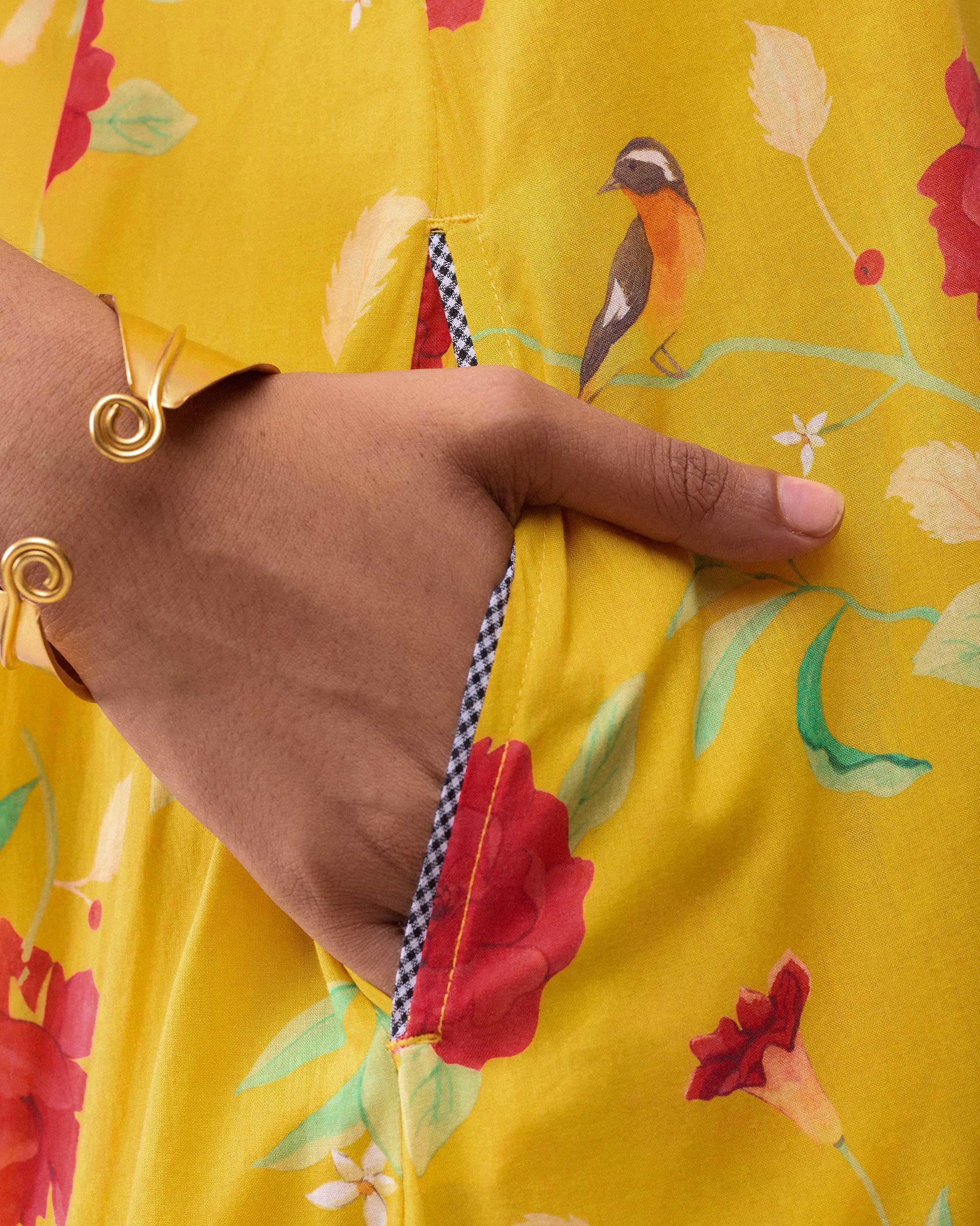 Jambiani Dress - Turmeric Yellow & Watermelon Print - Image 4