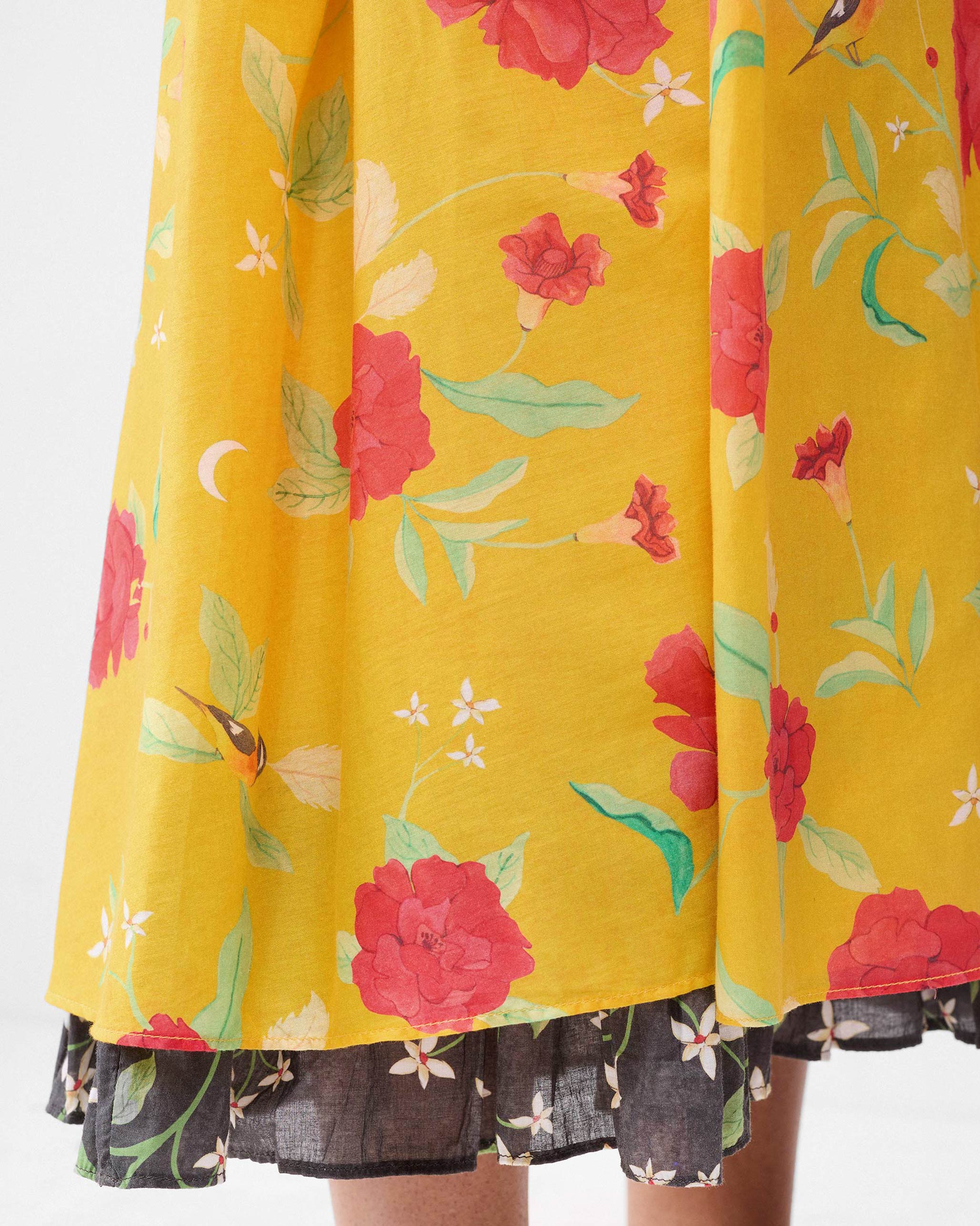 Jambiani Dress - Turmeric Yellow & Watermelon Print - Image 5