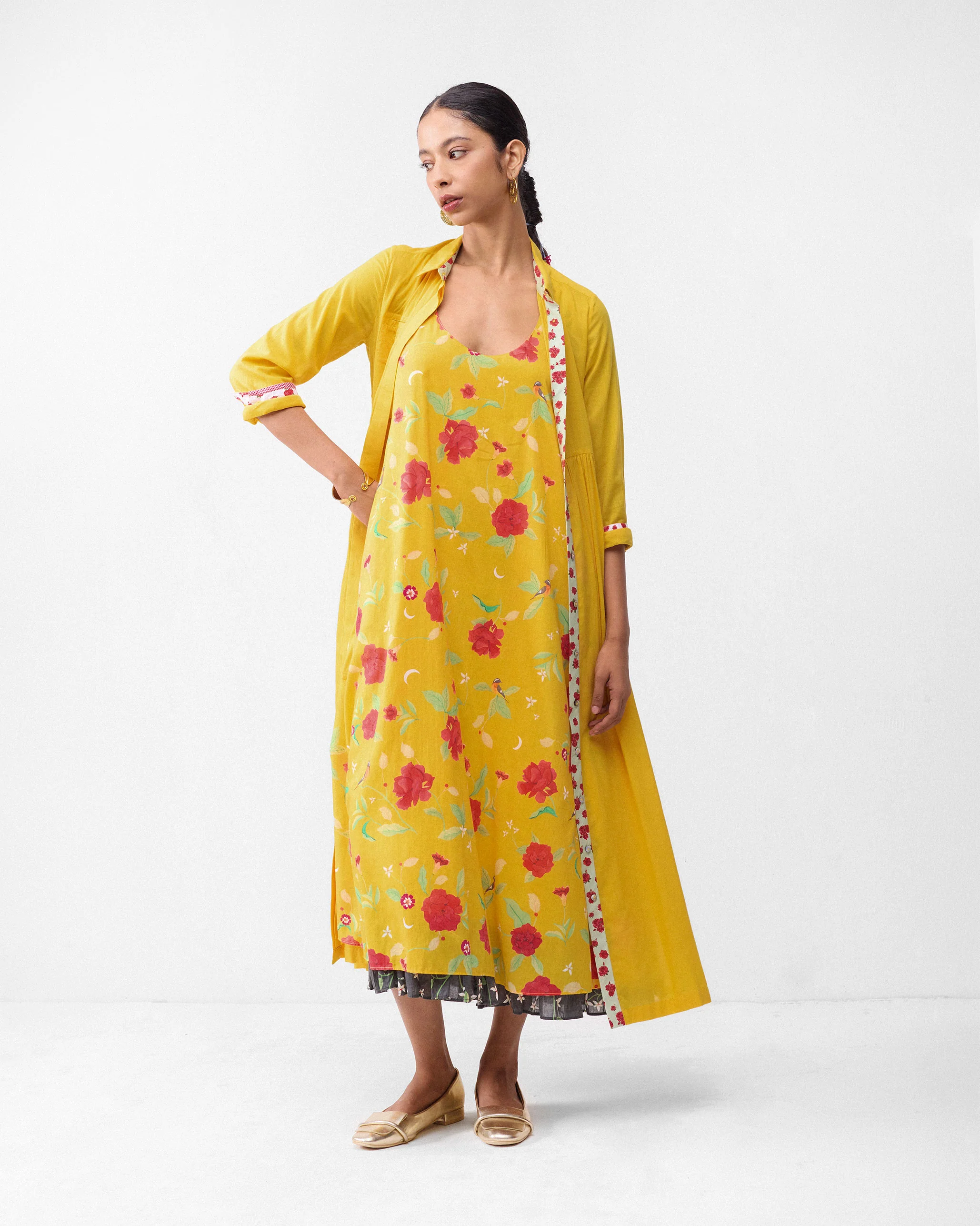 Jambiani Dress - Turmeric Yellow & Watermelon Print - Image 6