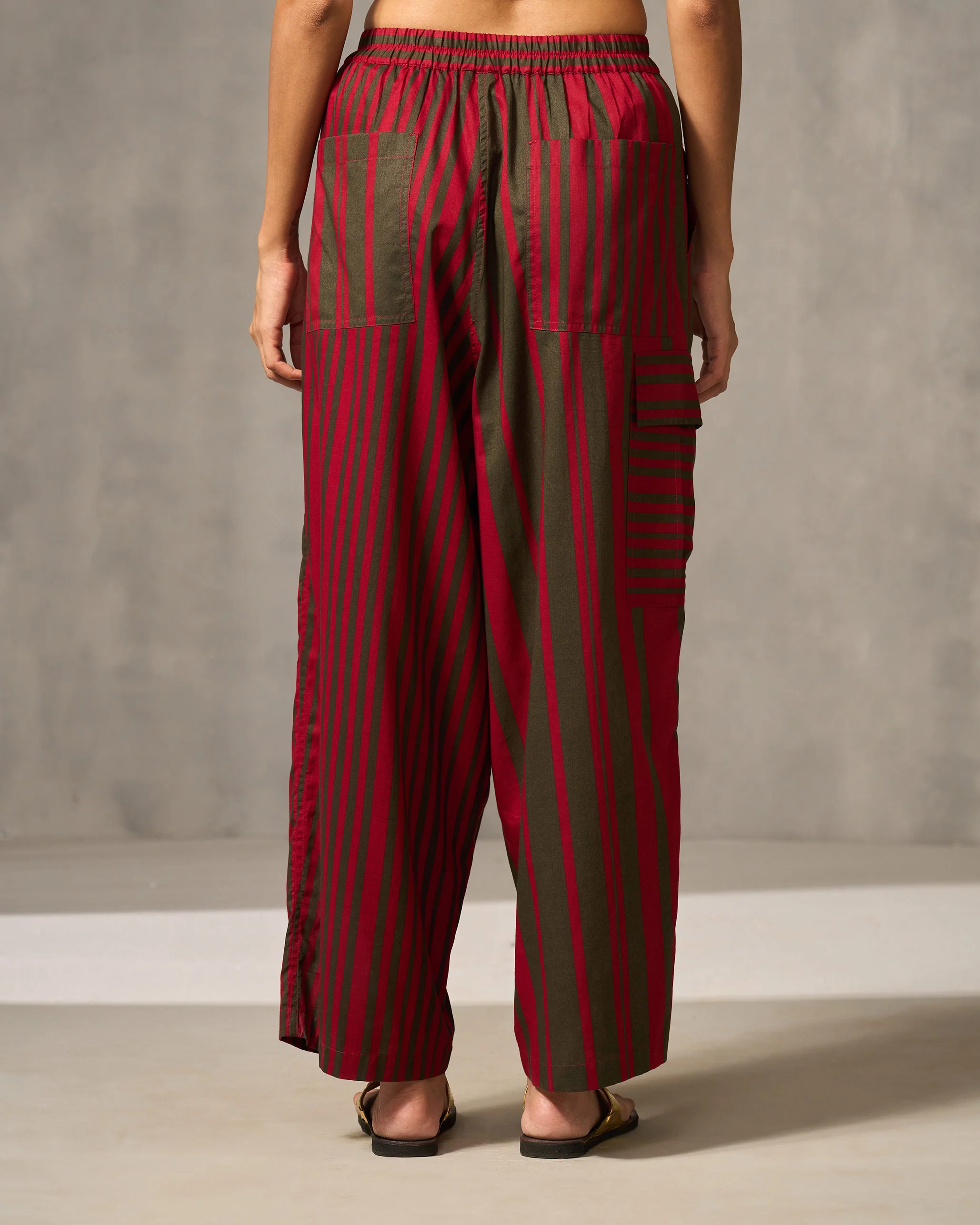 Jambiani Pants - Red & Oak Brown Print - Image 3