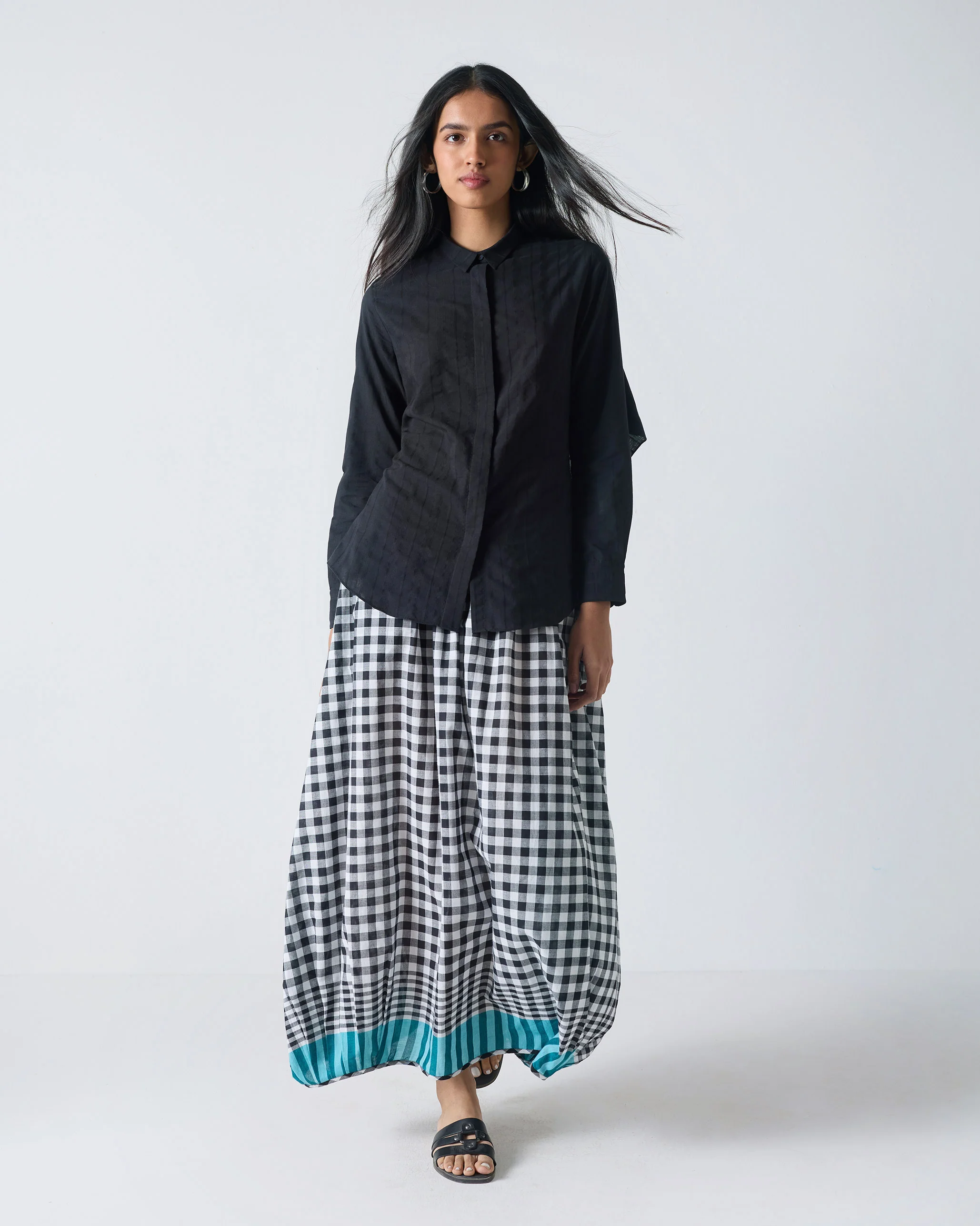Jambiani Skirt - Black & White Checks - Image 5
