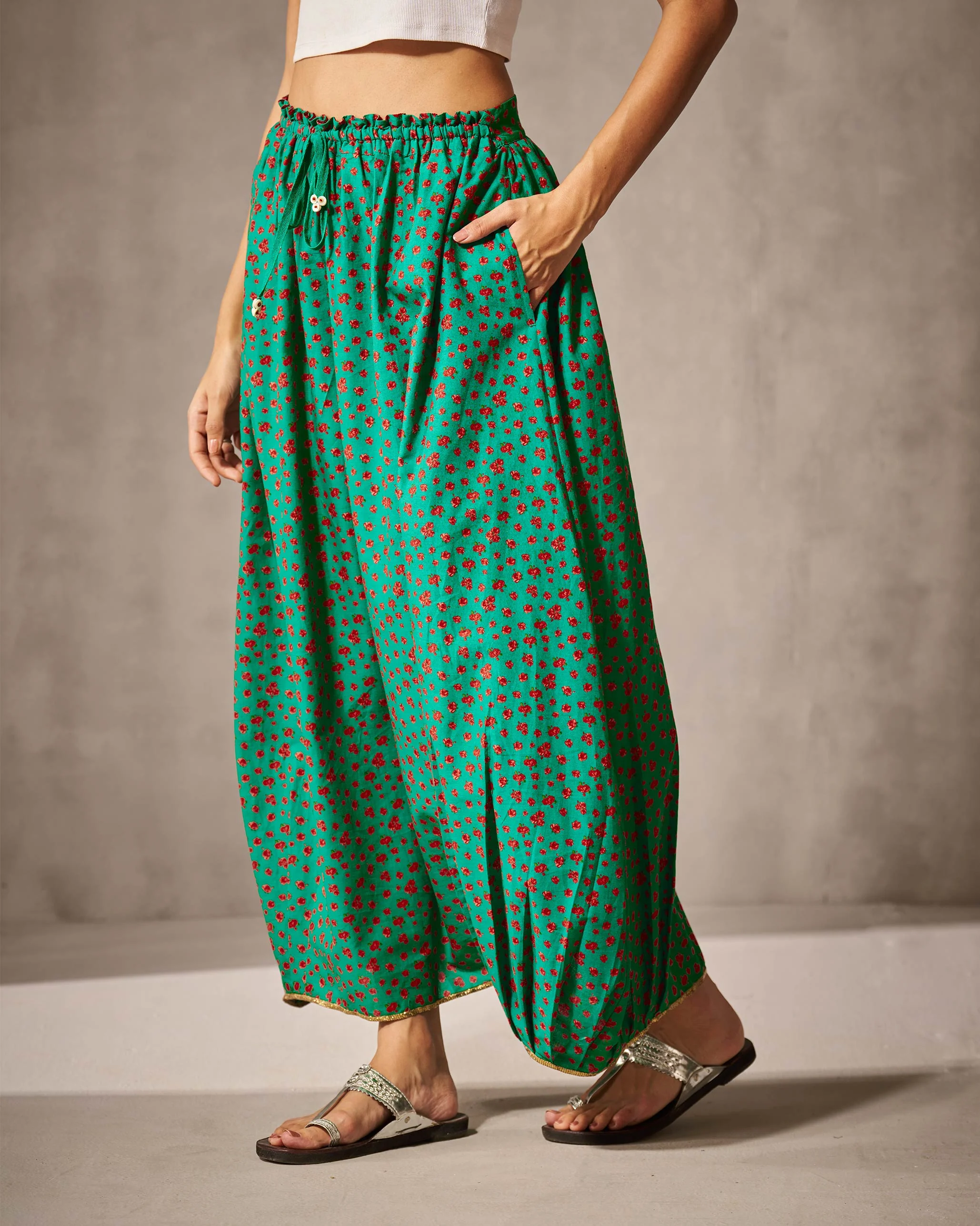 Jambiani Skirt - Green & Red Print - Image 2