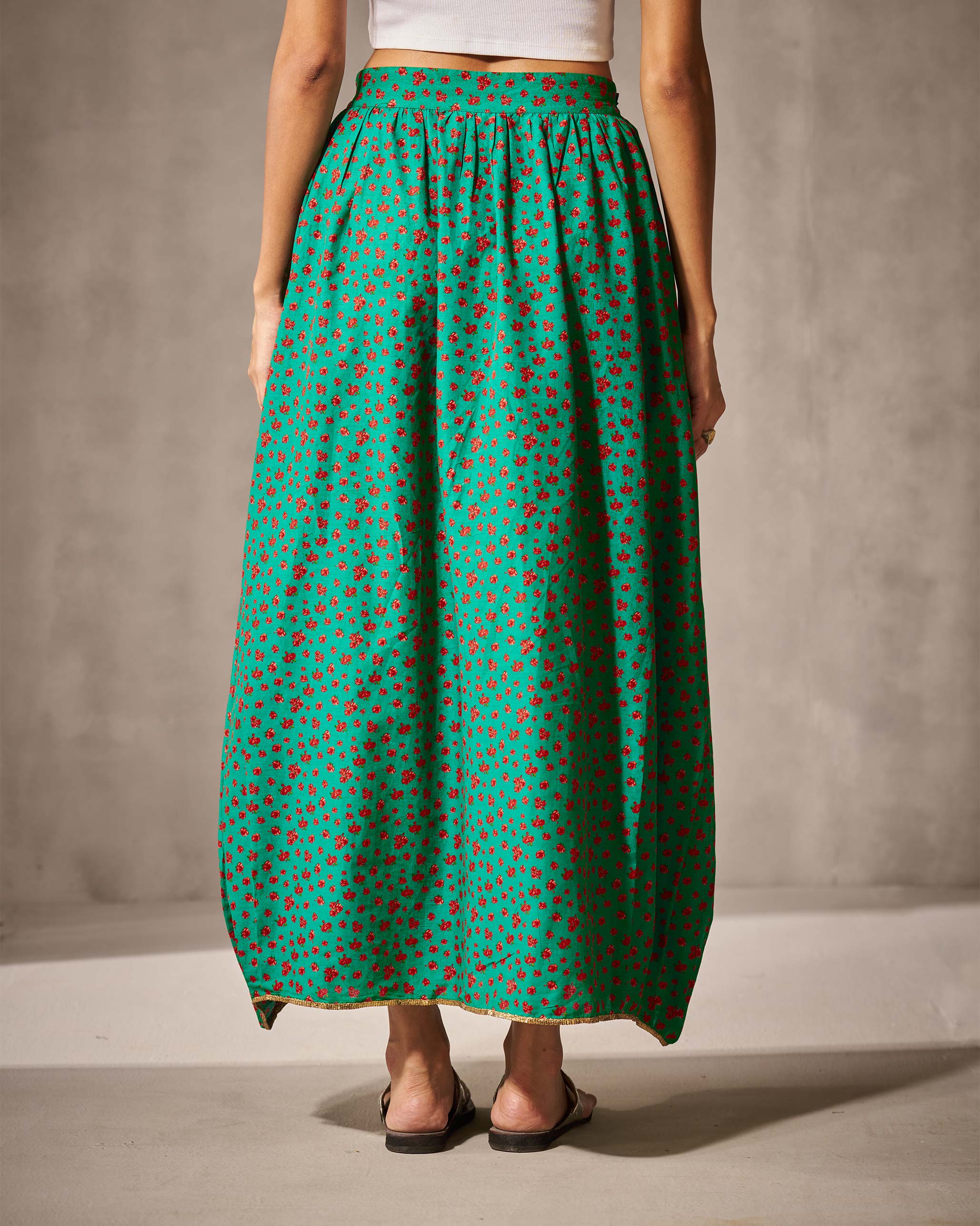 Jambiani Skirt - Green & Red Print - Image 3