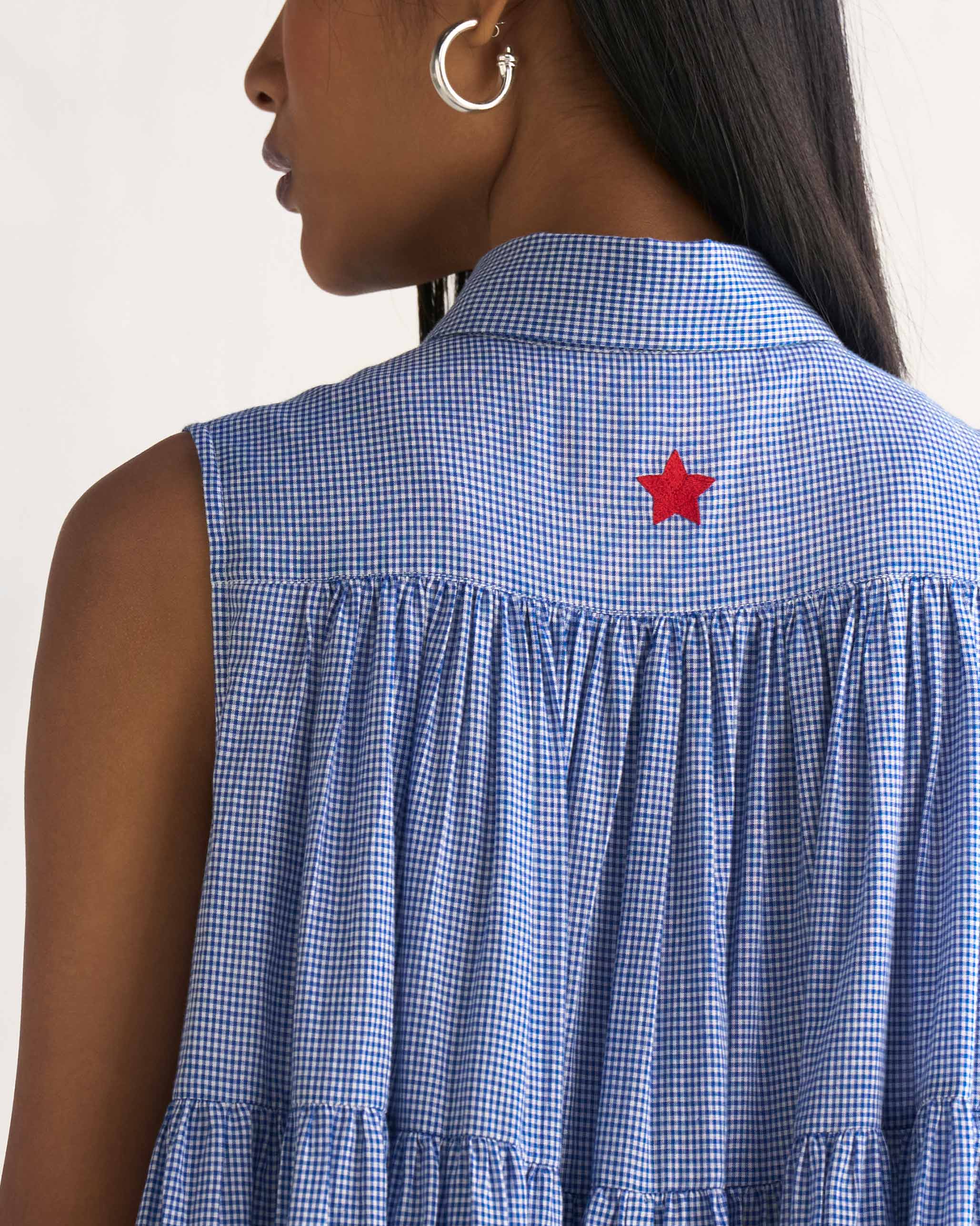 Jambu Tier Dress - Blue & White - Image 2