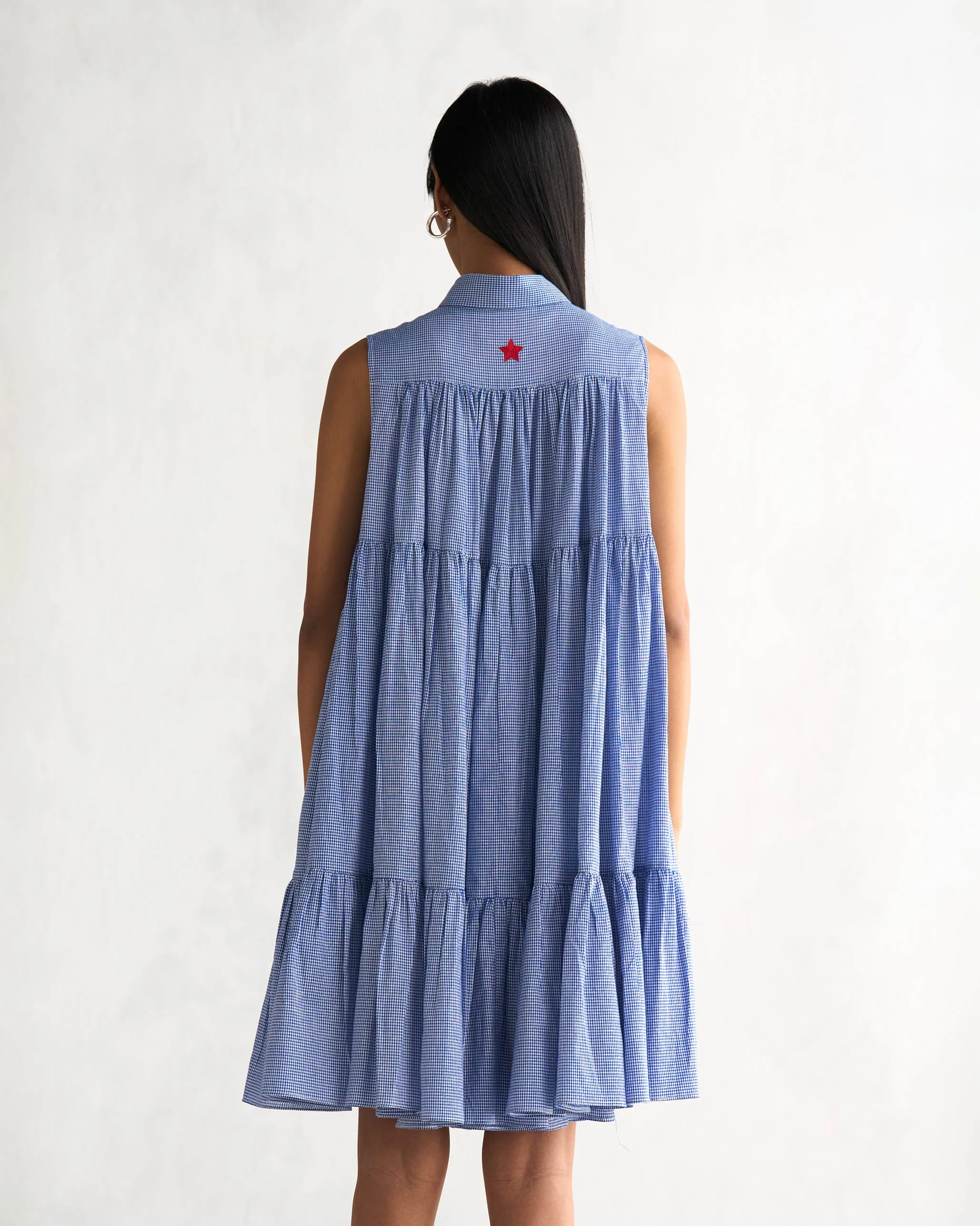 Jambu Tier Dress - Blue & White - Image 3