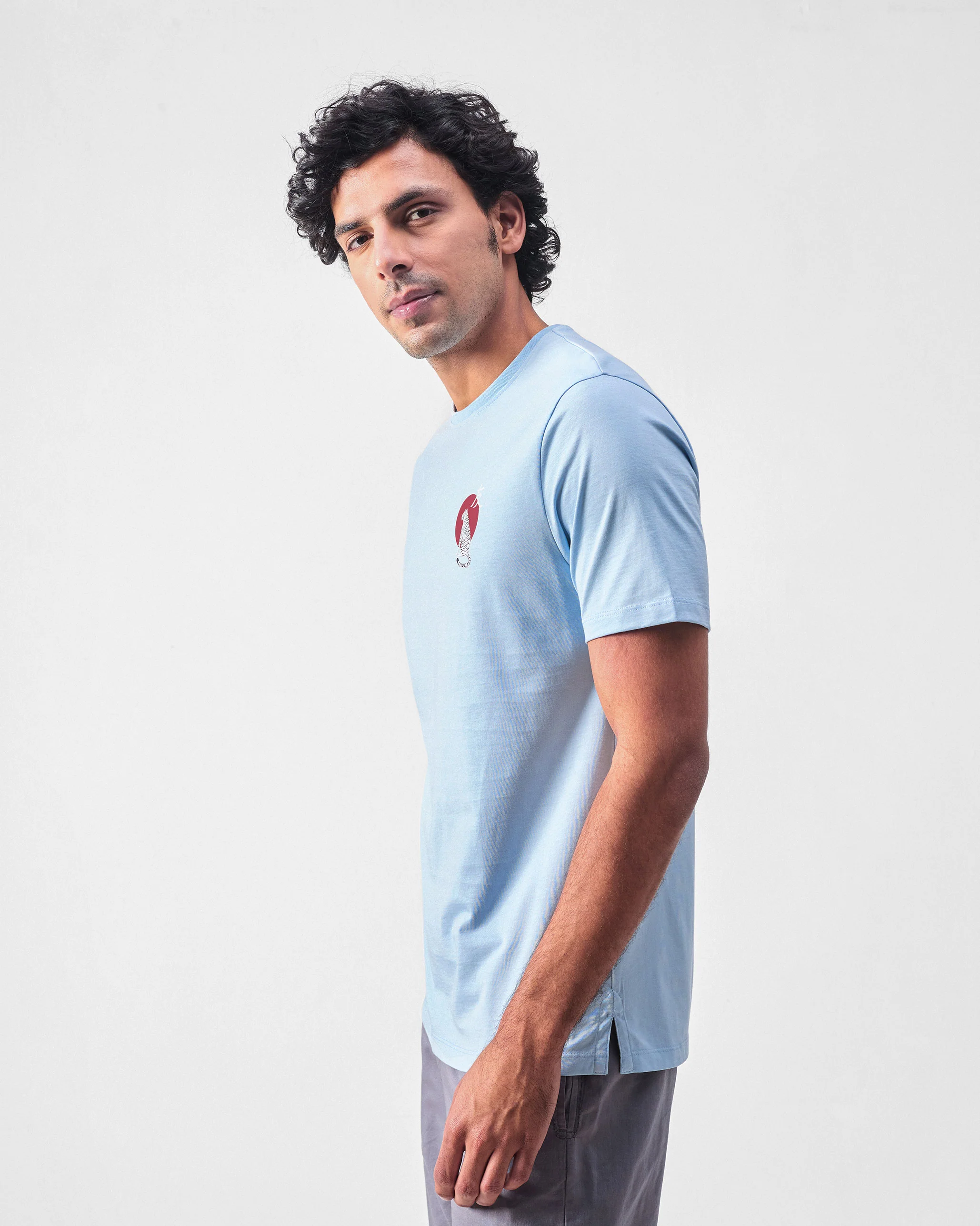 Japanese Tora T-shirt - Powder Blue & Red Print - Image 2