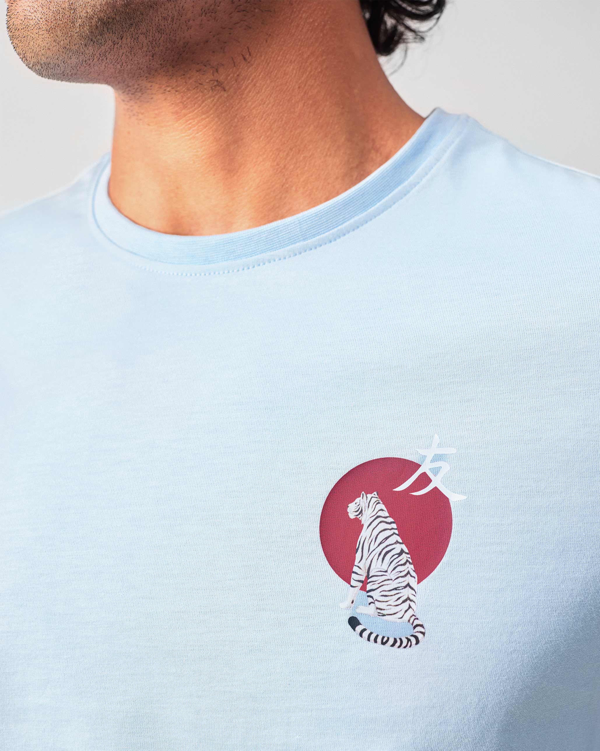 Japanese Tora T-shirt - Powder Blue & Red Print - Image 5