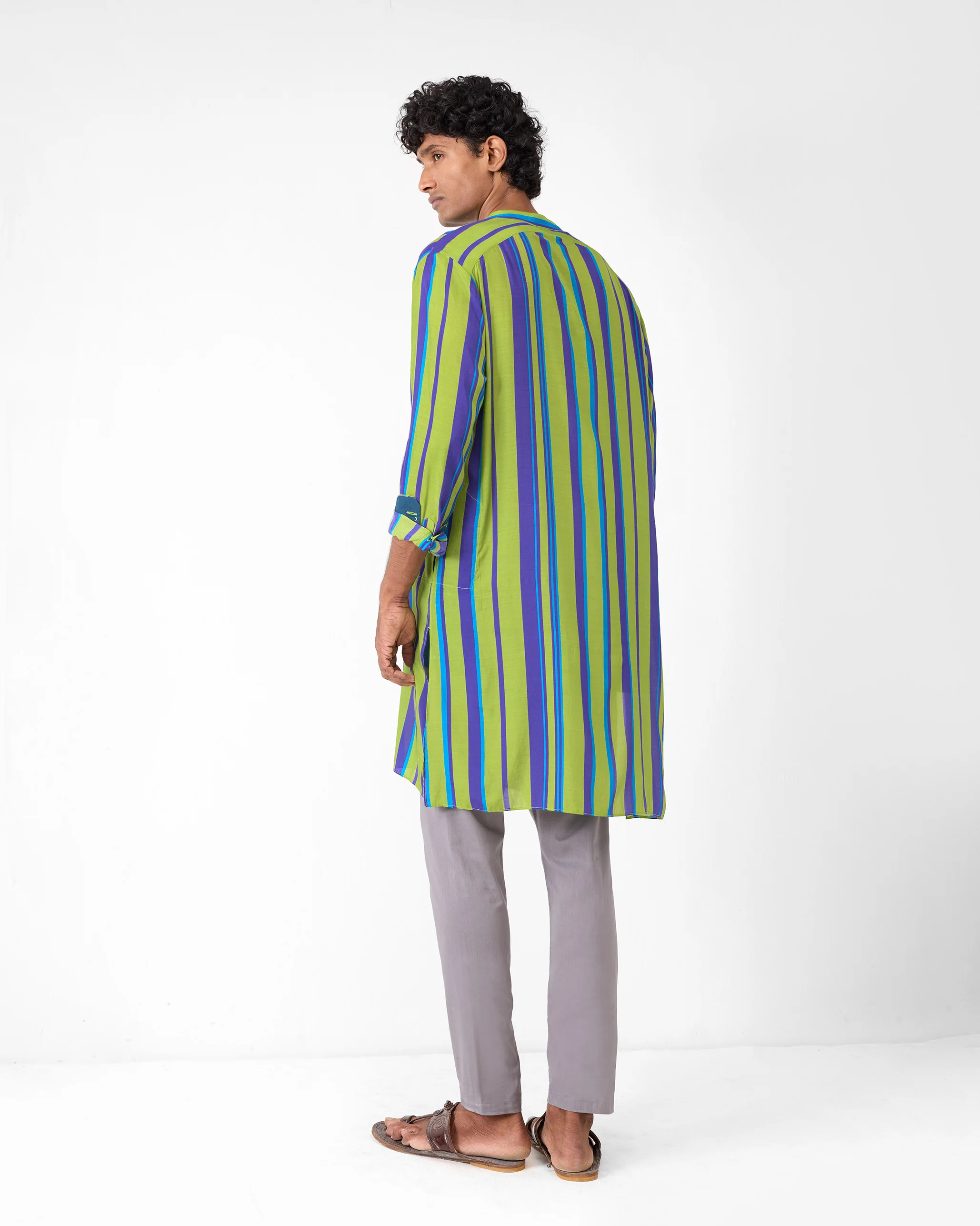 Jashn Kurta - Green & Blue Stripes - Image 2