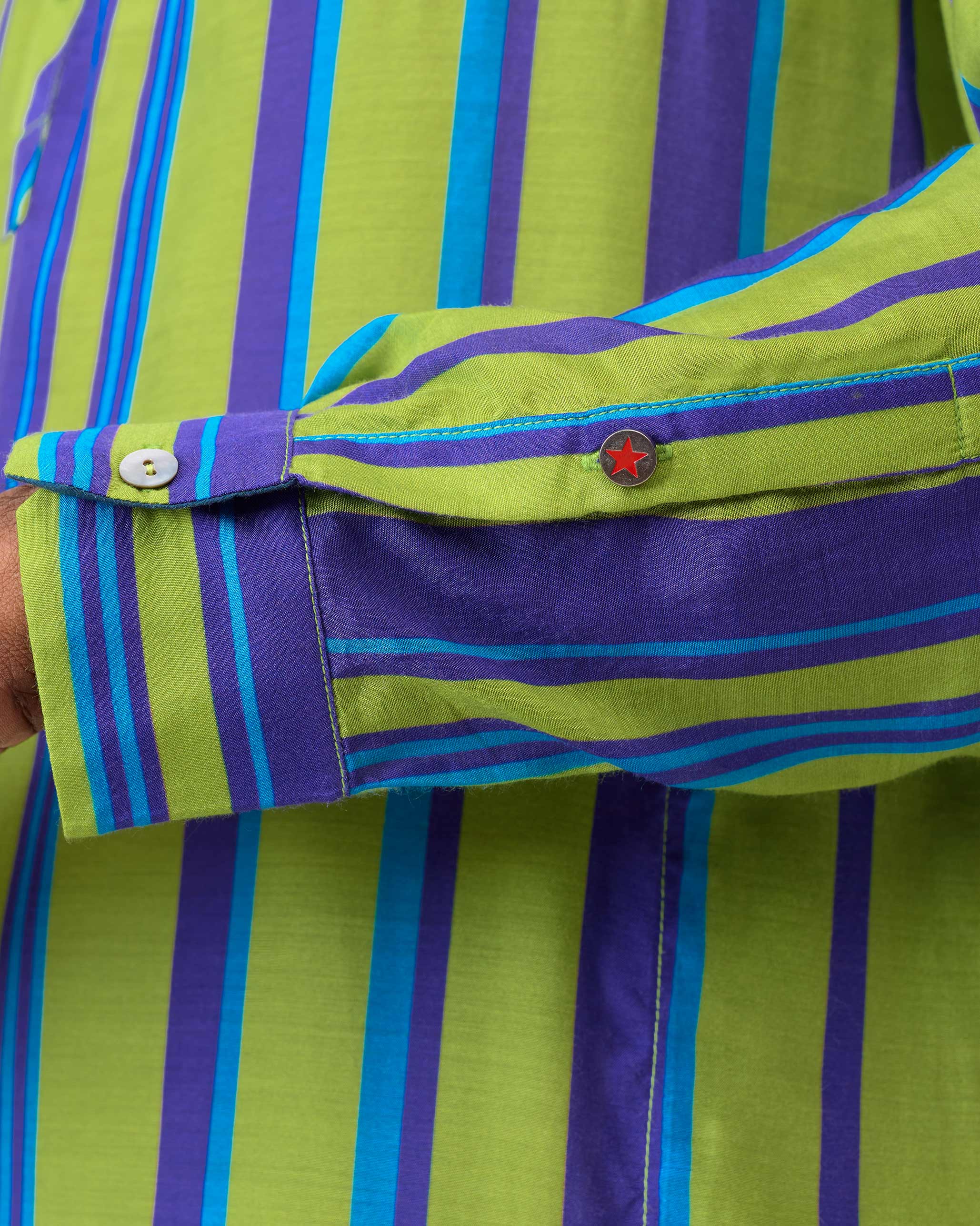 Jashn Kurta - Green & Blue Stripes - Image 4