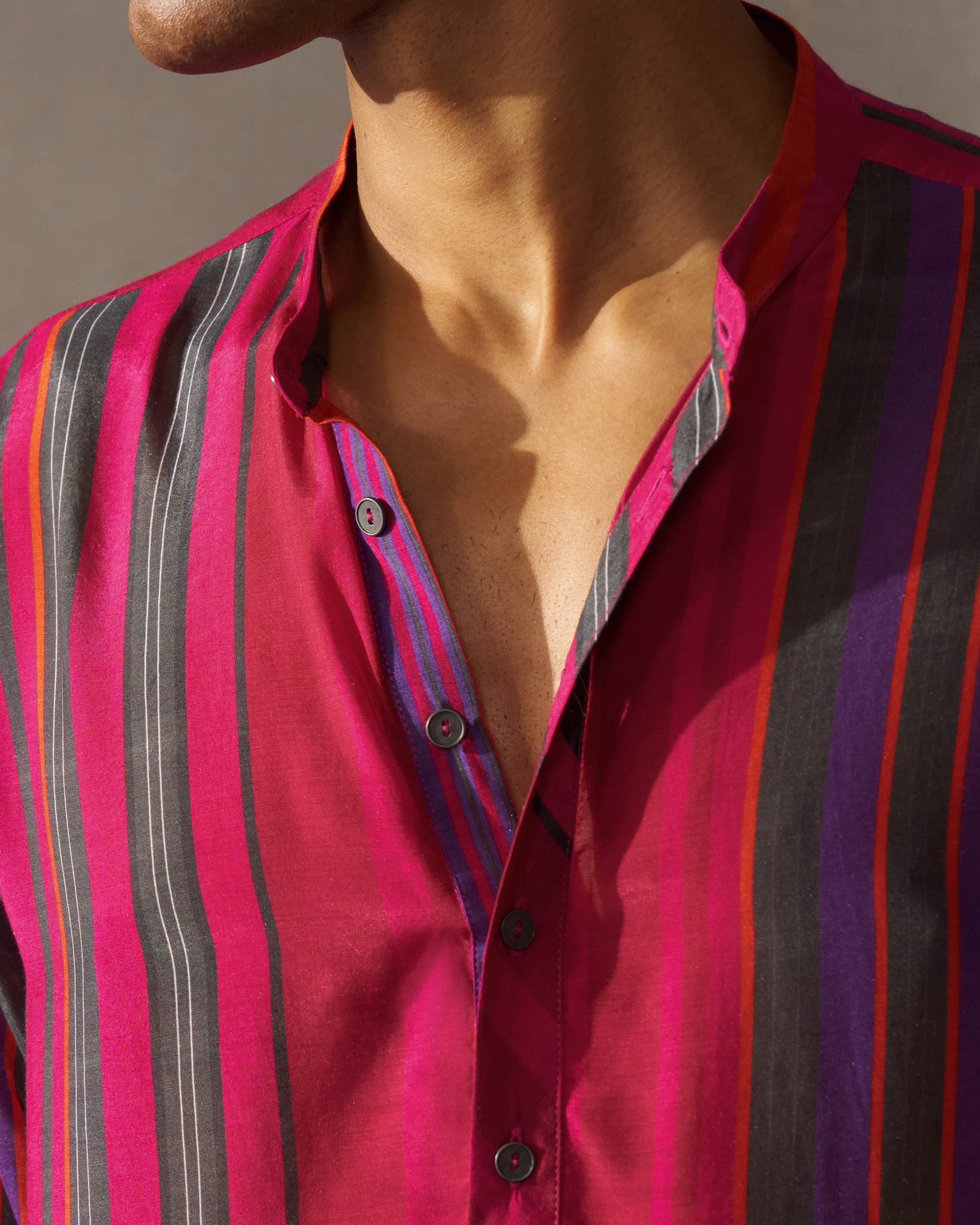 Jashn Kurta - Red & Blue Stripes - Image 2