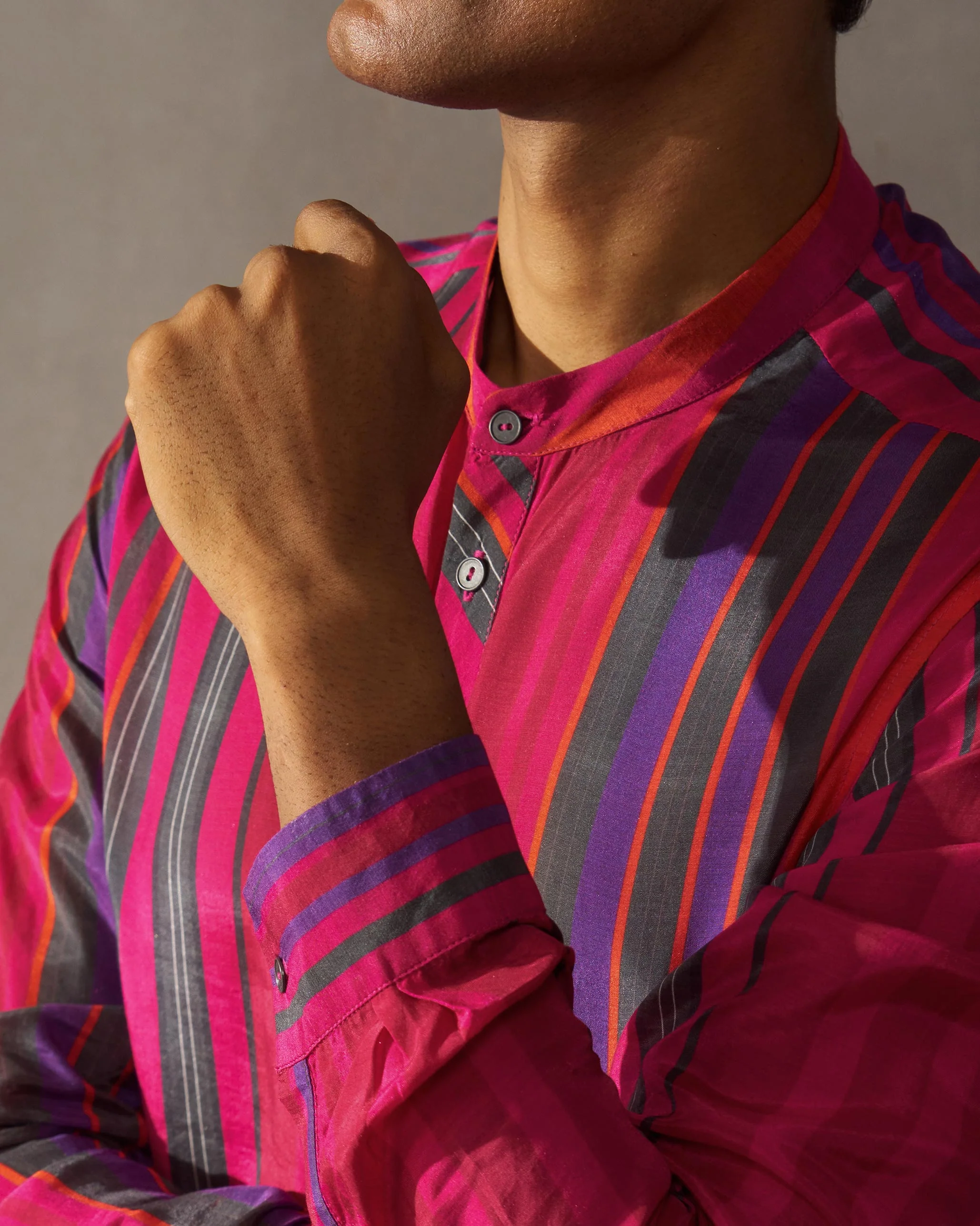 Jashn Kurta - Red & Blue Stripes - Image 3