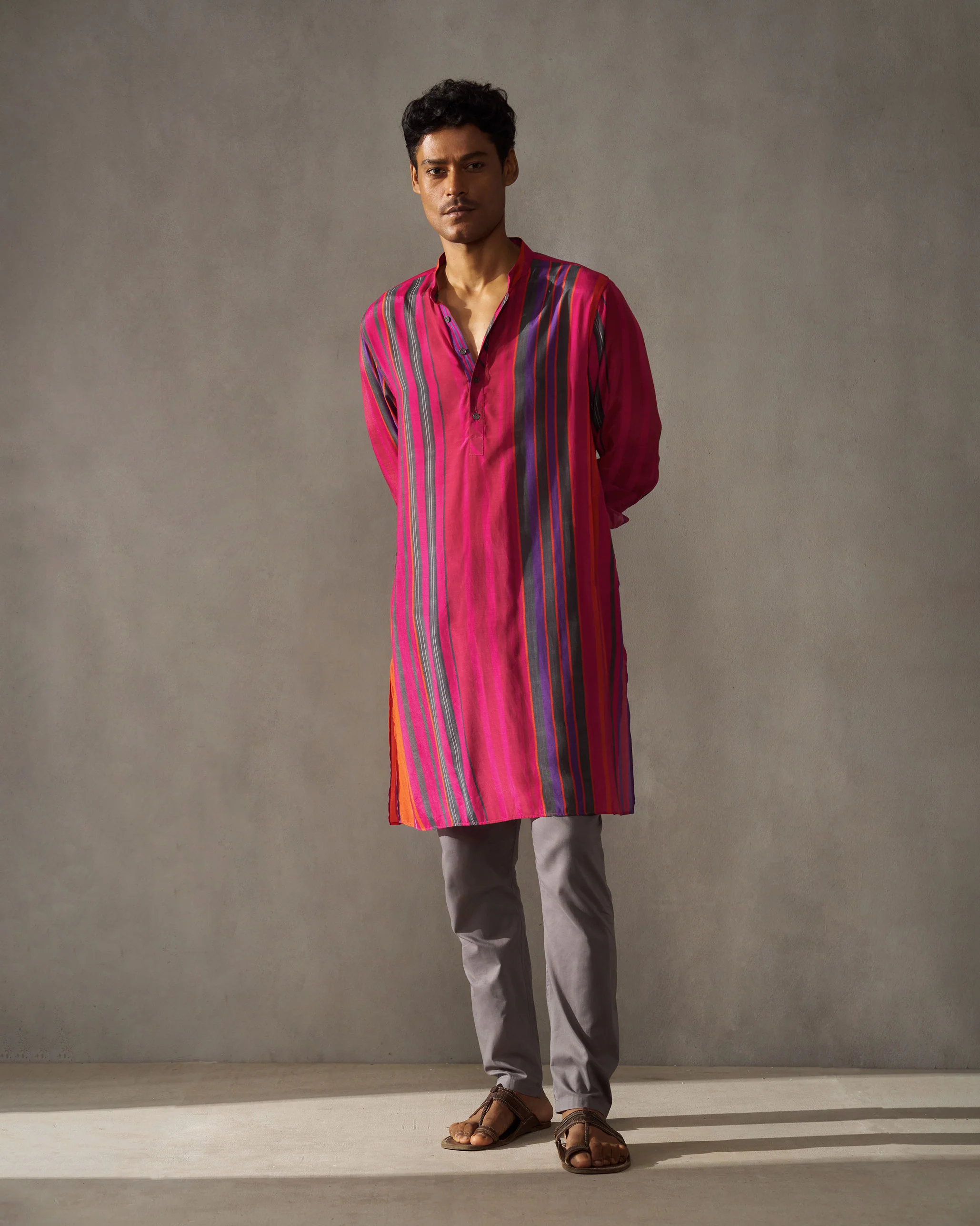 Jashn Kurta - Red & Blue Stripes - Image 4