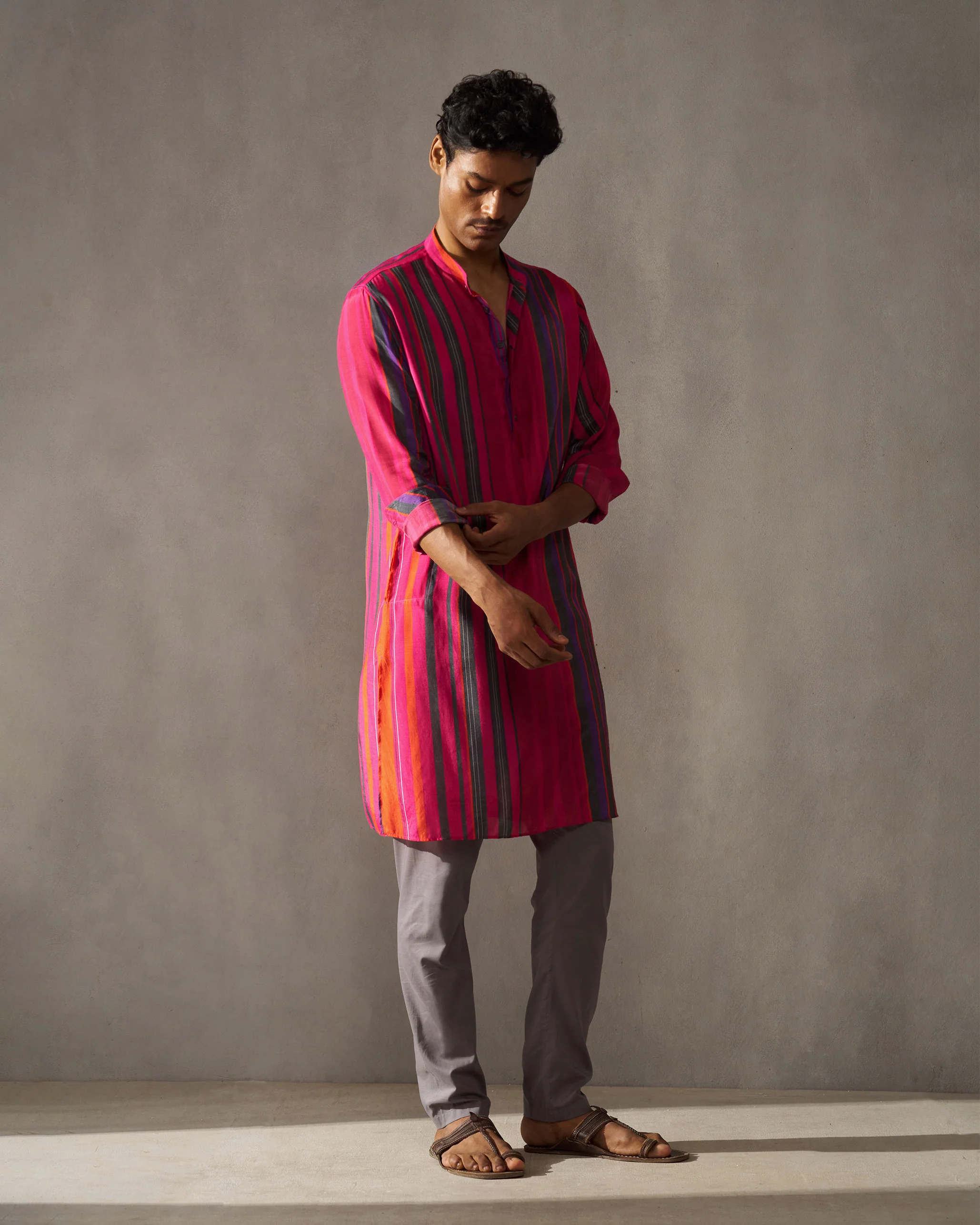 Jashn Kurta - Red & Blue Stripes - Image 6