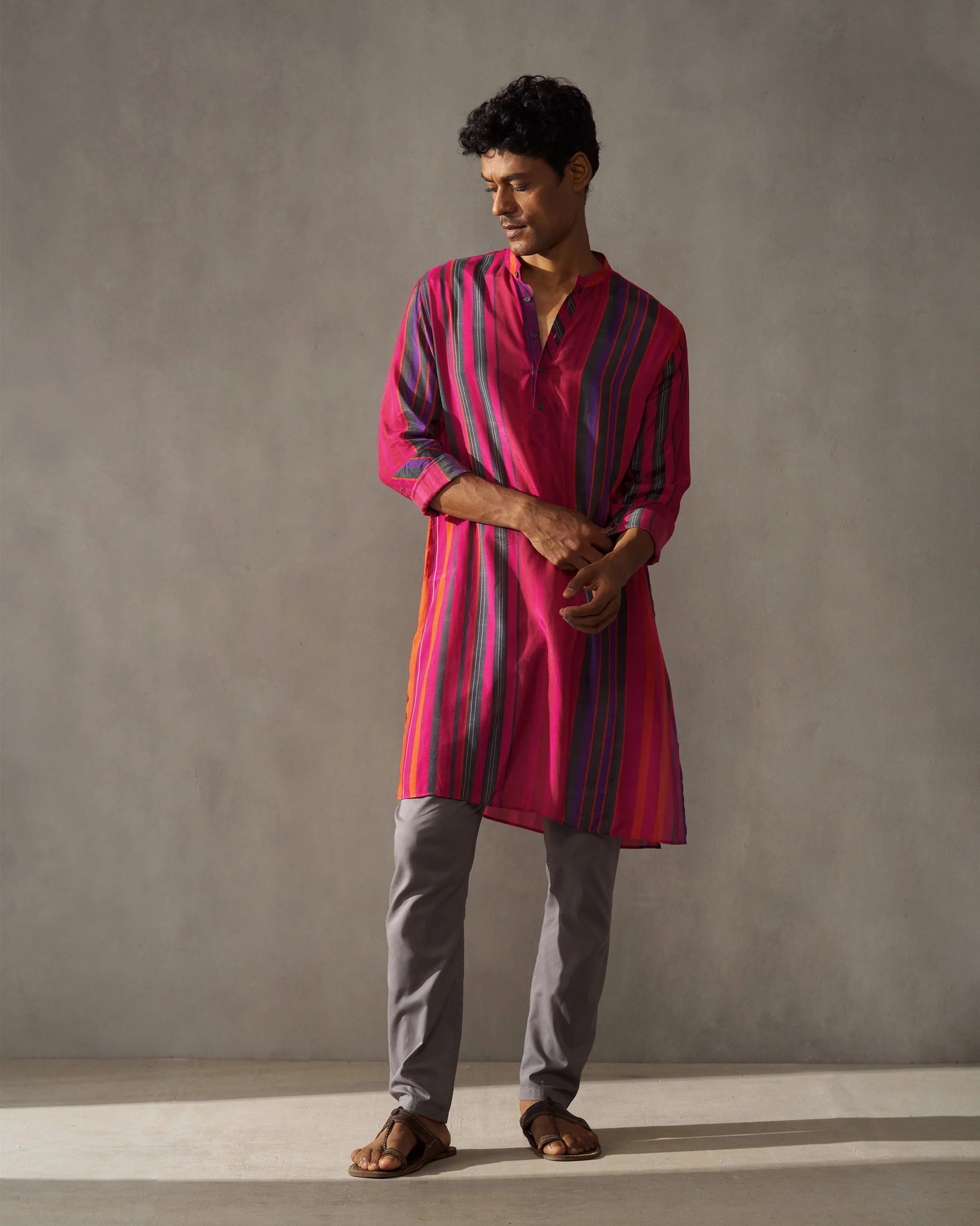 Jashn Kurta - Red & Blue Stripes - Image 7