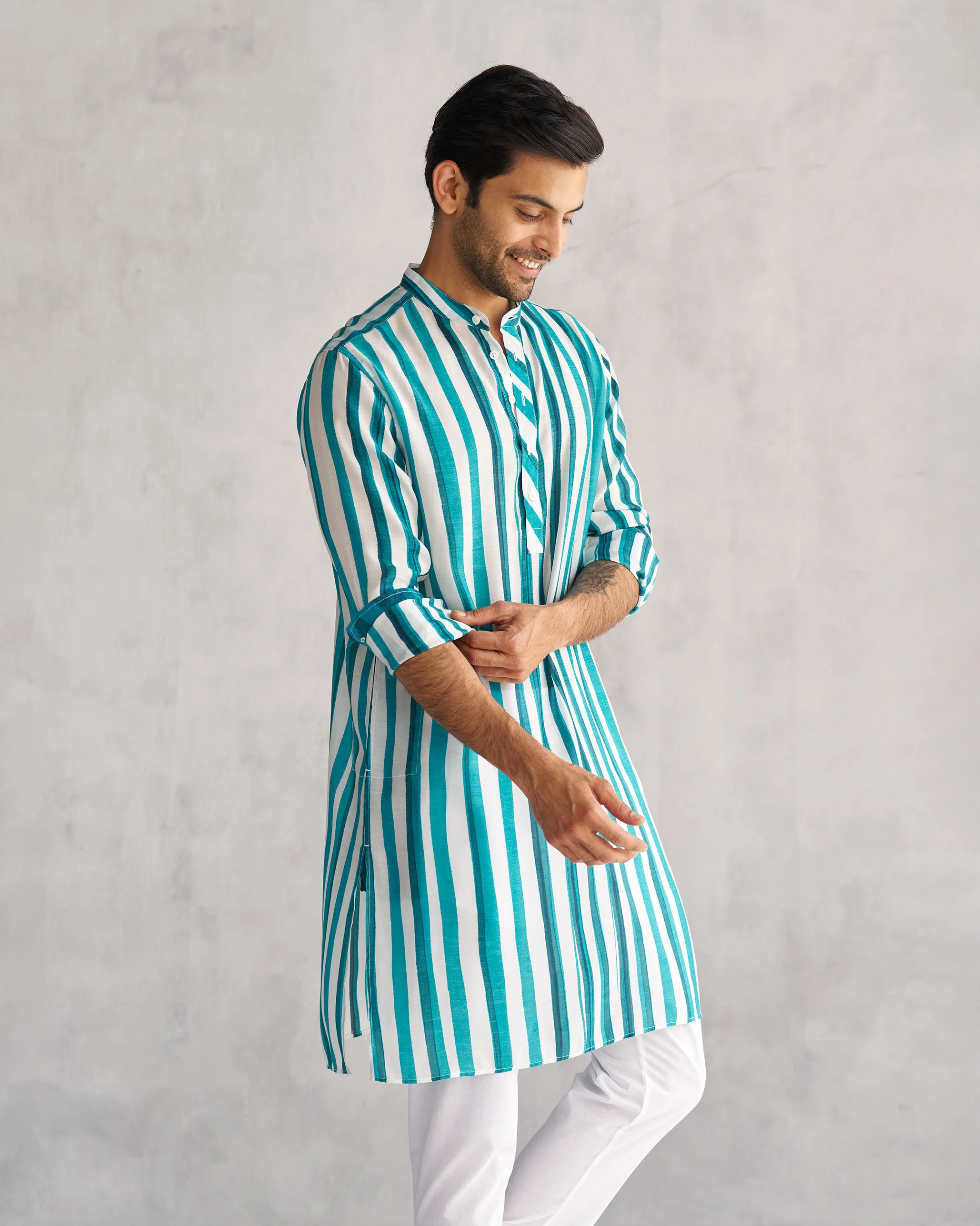 Jashn Kurta - Teal & White Tssxnb - Image 4