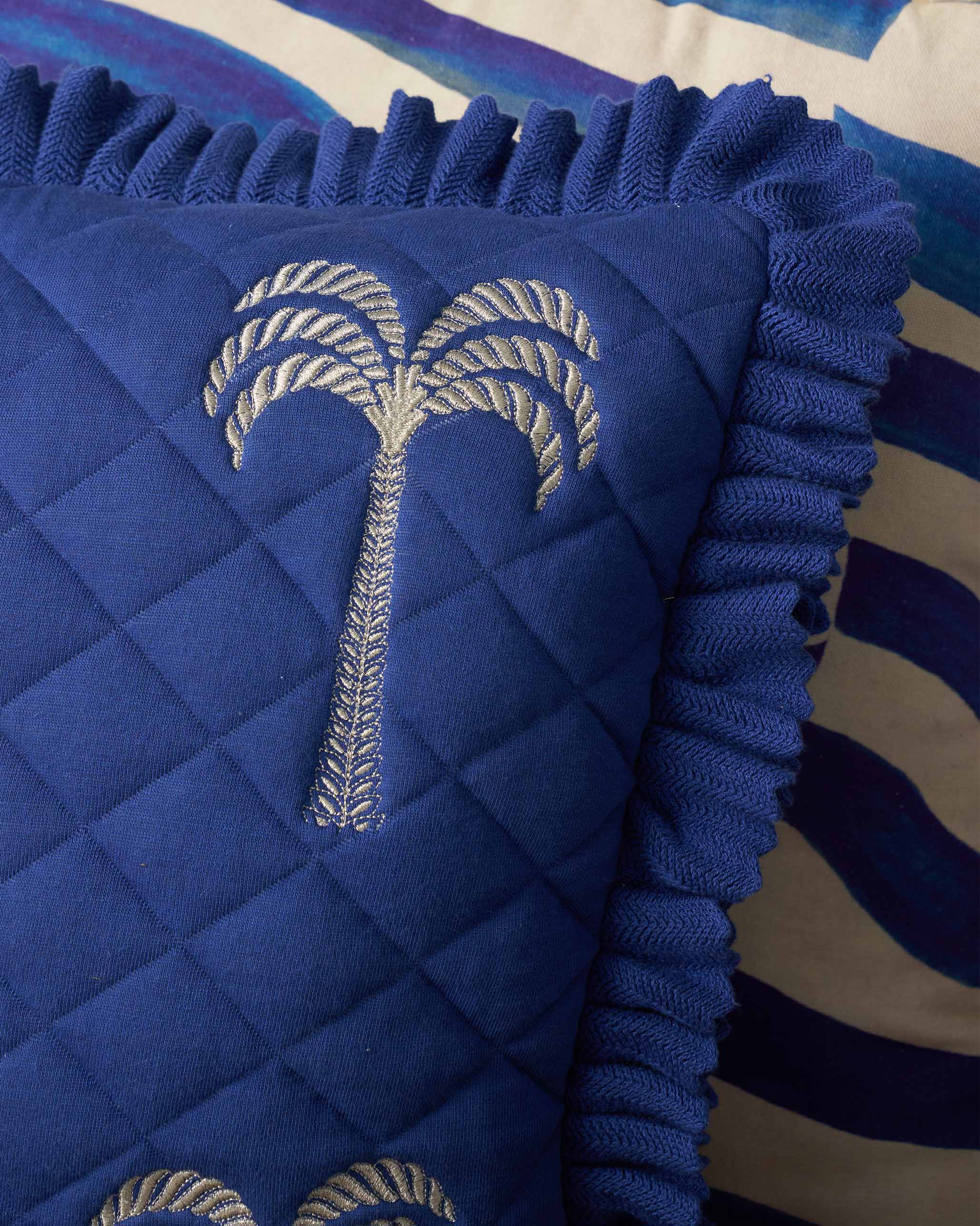 Jewelled Palm cushion cover - Blue - Image 3