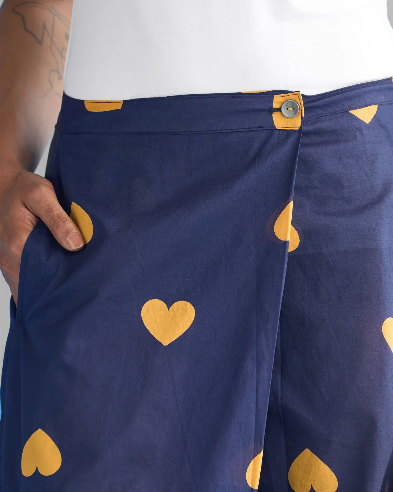 Jinan Slouchy Pants - Navy & Ochre - Image 2