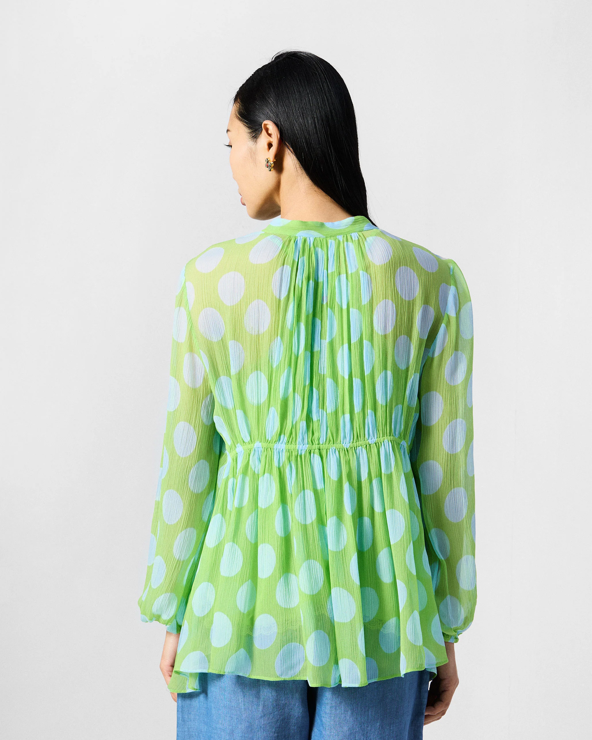 Jora Top with Slip - Green & Blue Printed - Image 3