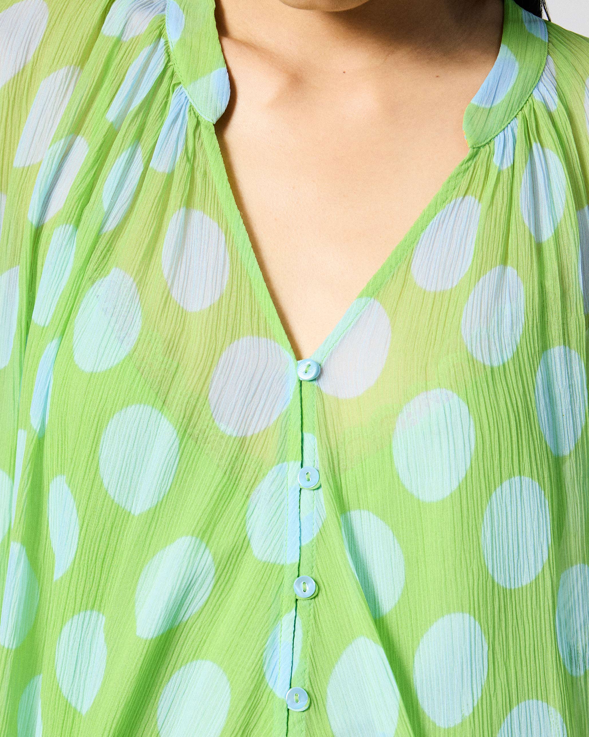 Jora Top with Slip - Green & Blue Printed - Image 5