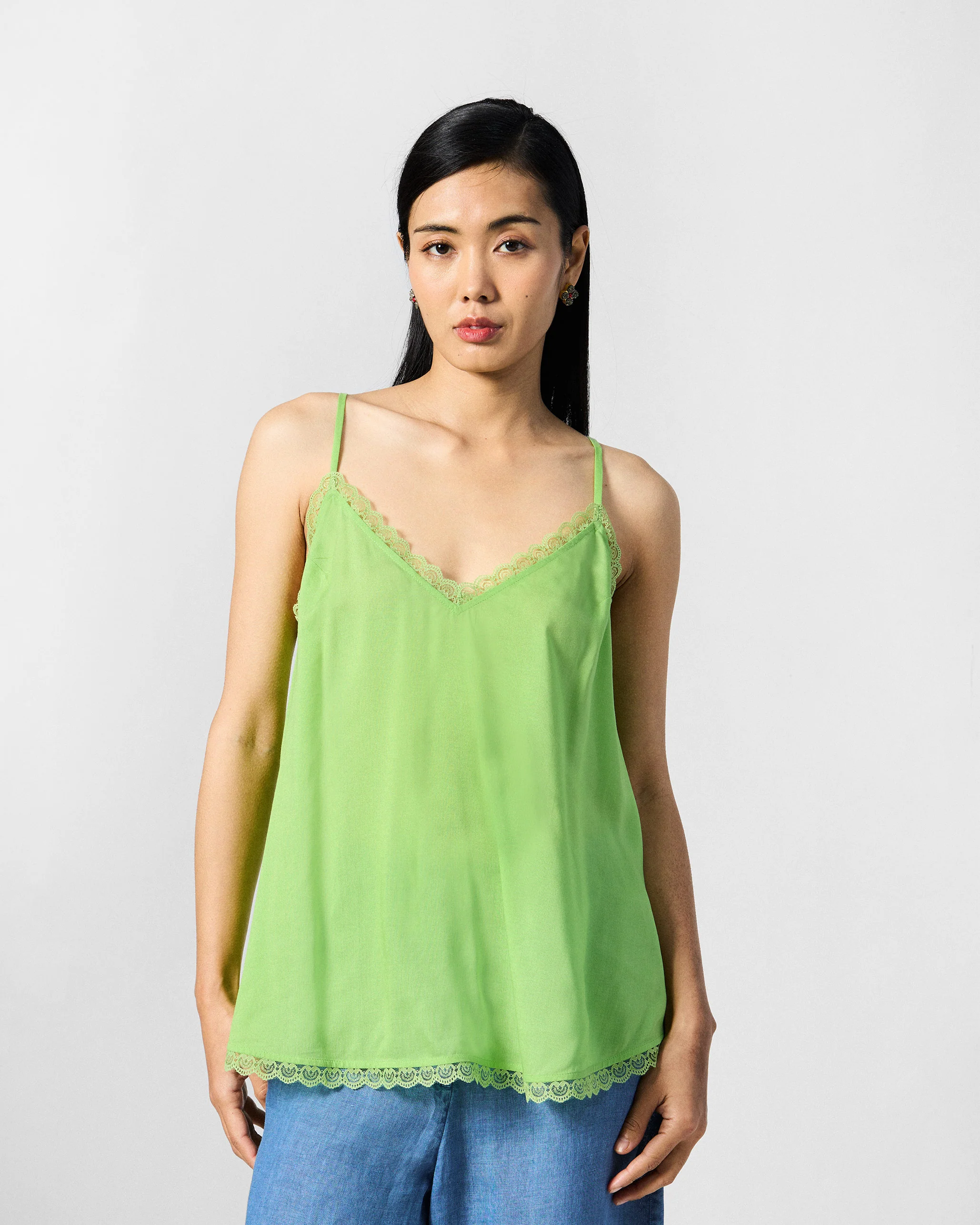 Jora Top with Slip - Green & Blue Printed - Image 7
