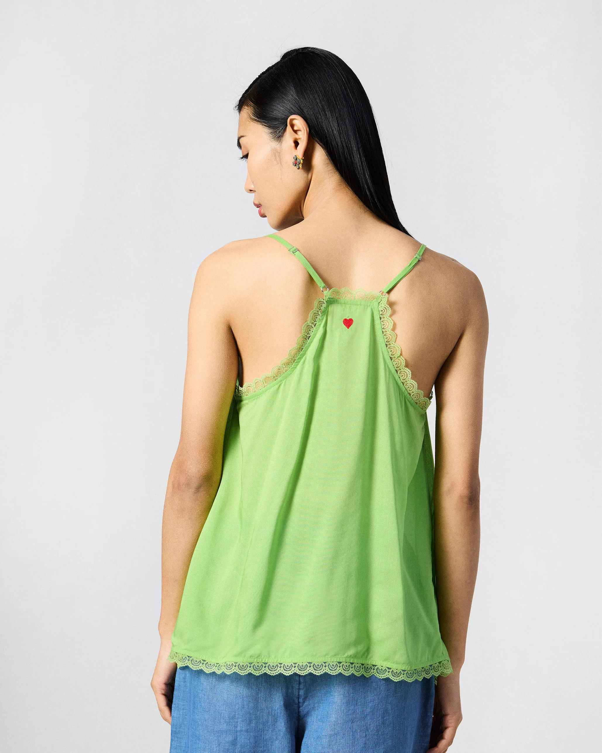 Jora Top with Slip - Green & Blue Printed - Image 8