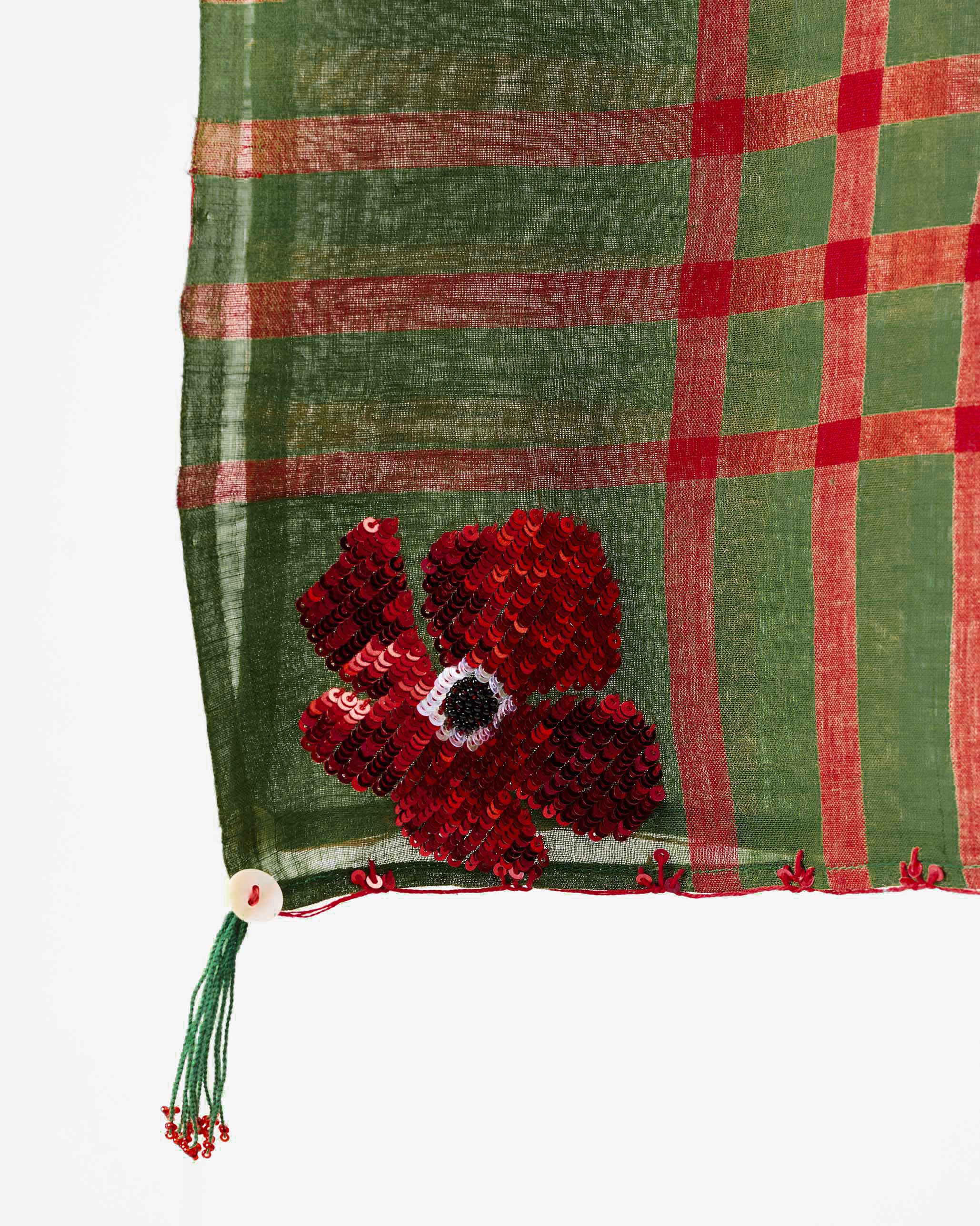 Journey Scarf - Olive & Red - Image 2