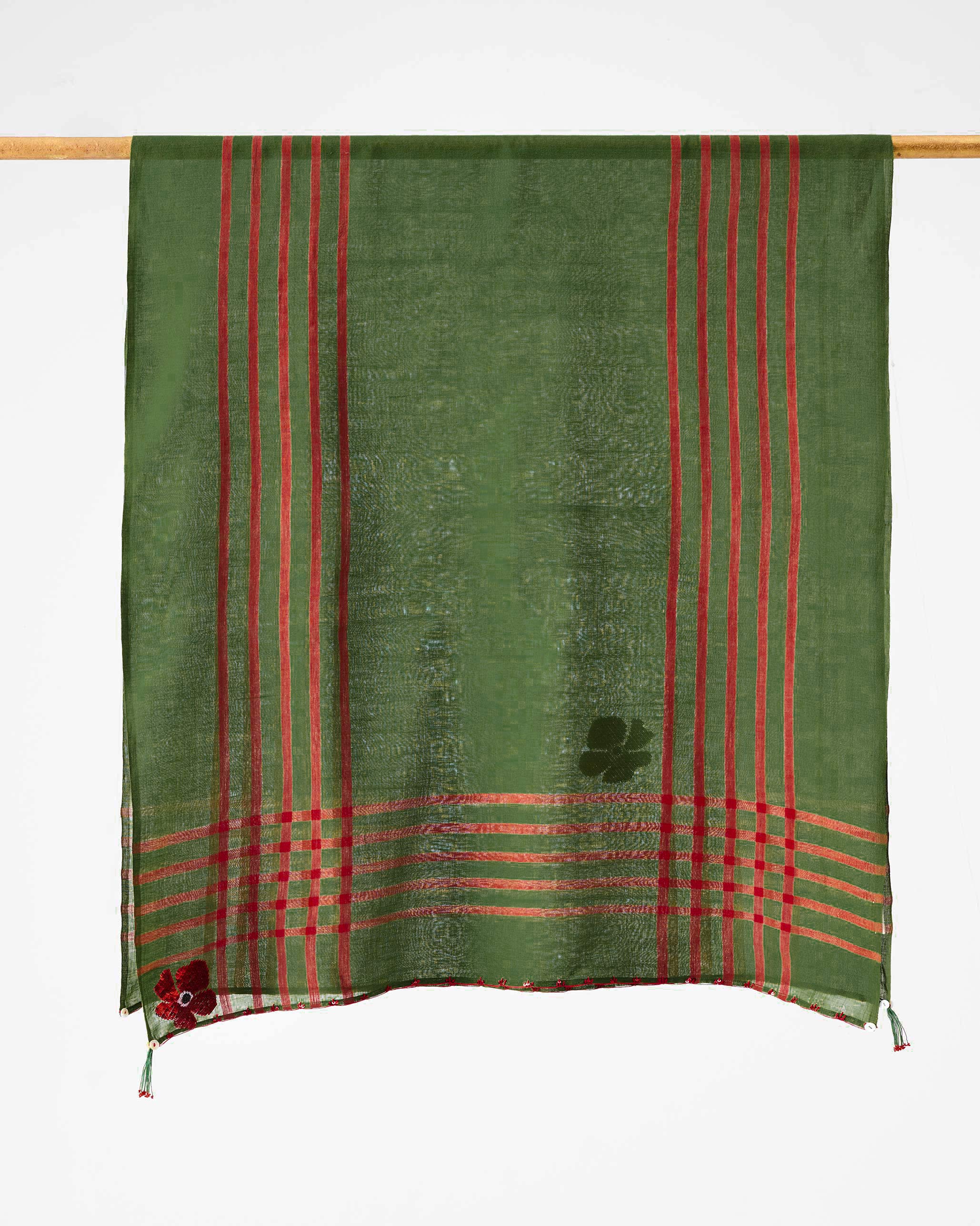 Journey Scarf - Olive & Red - Image 3