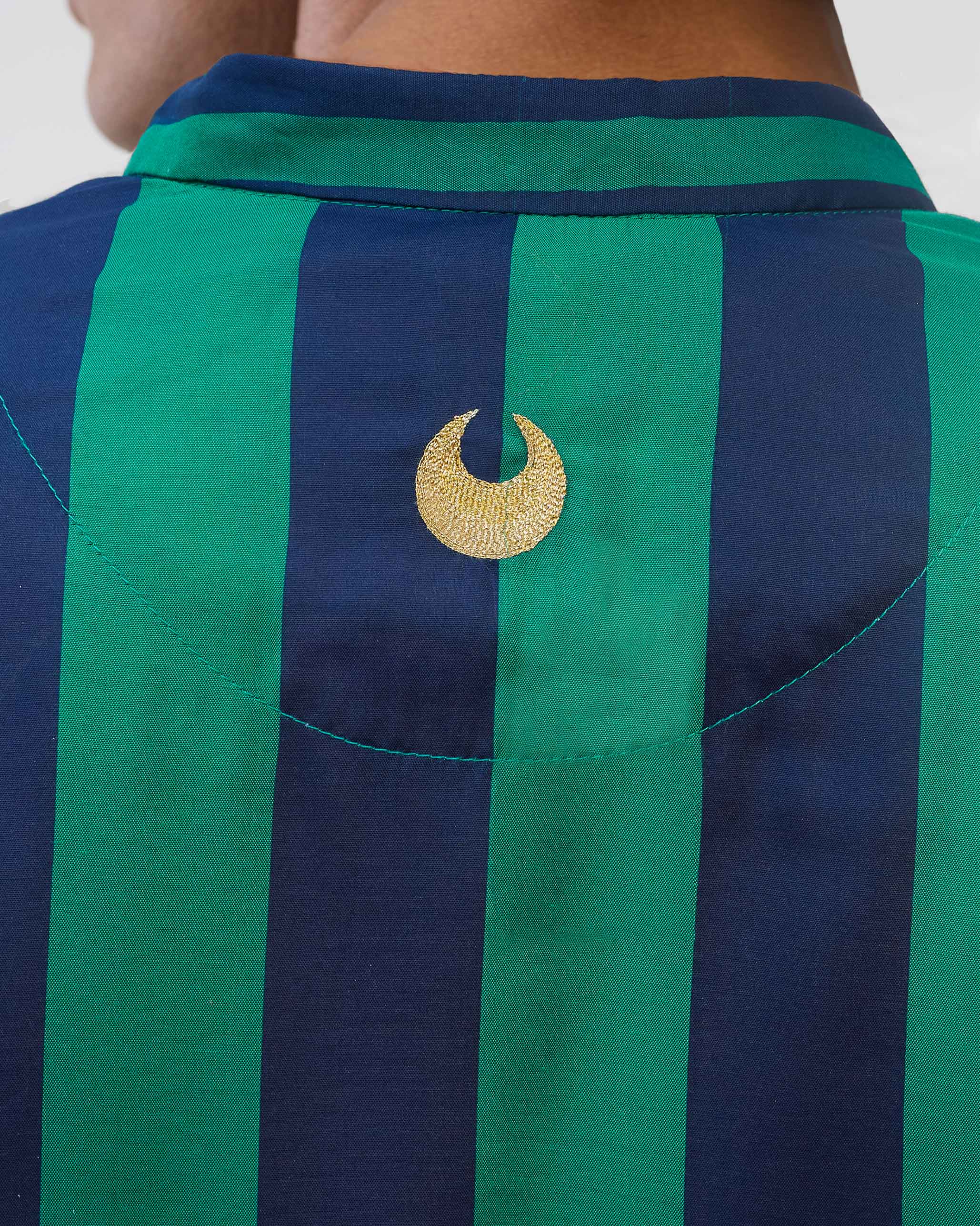 Gala Kurta – Green & Navy Printed - Image 5