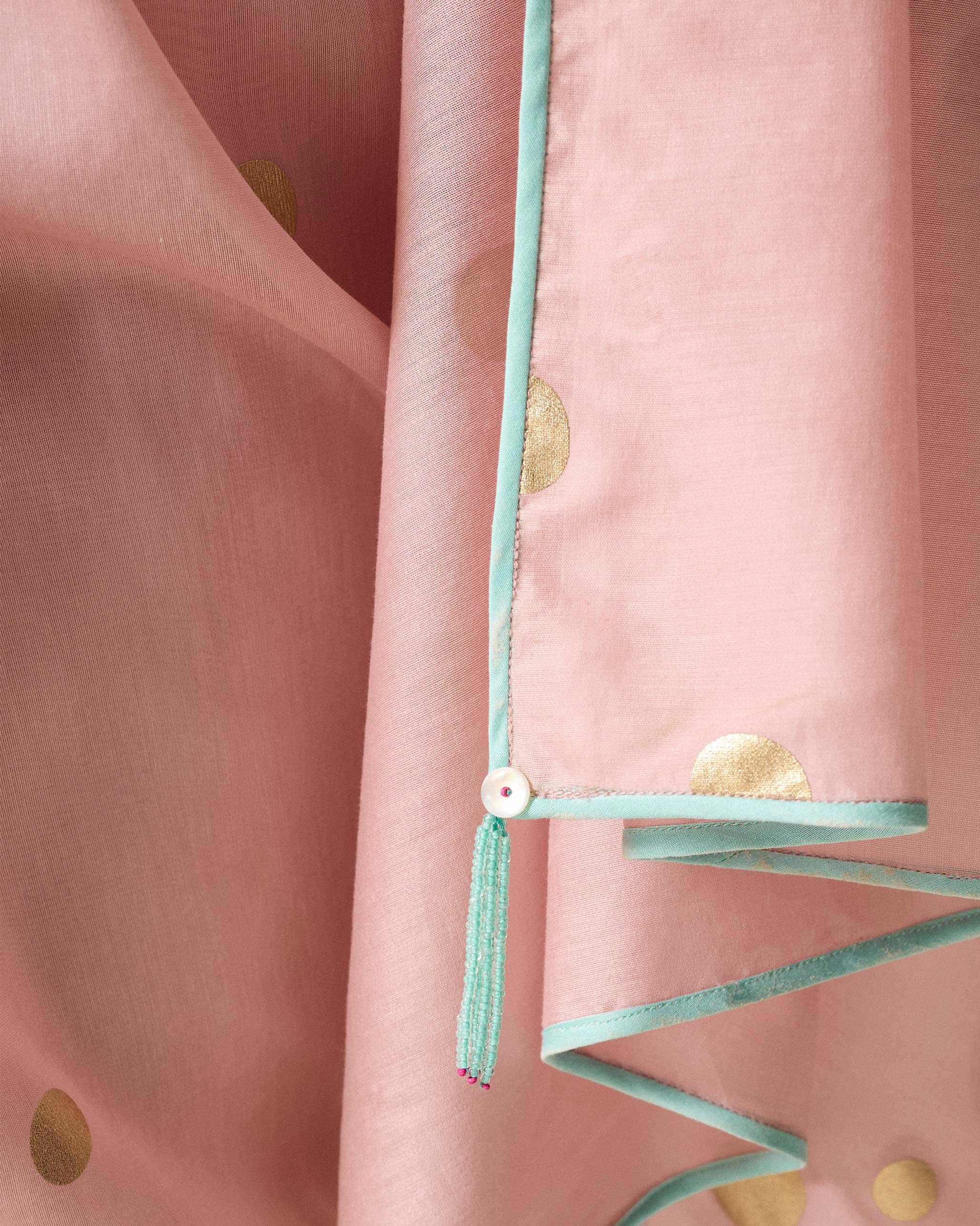 Jugnu Sari - Light Pink & Gold Printed - Image 4