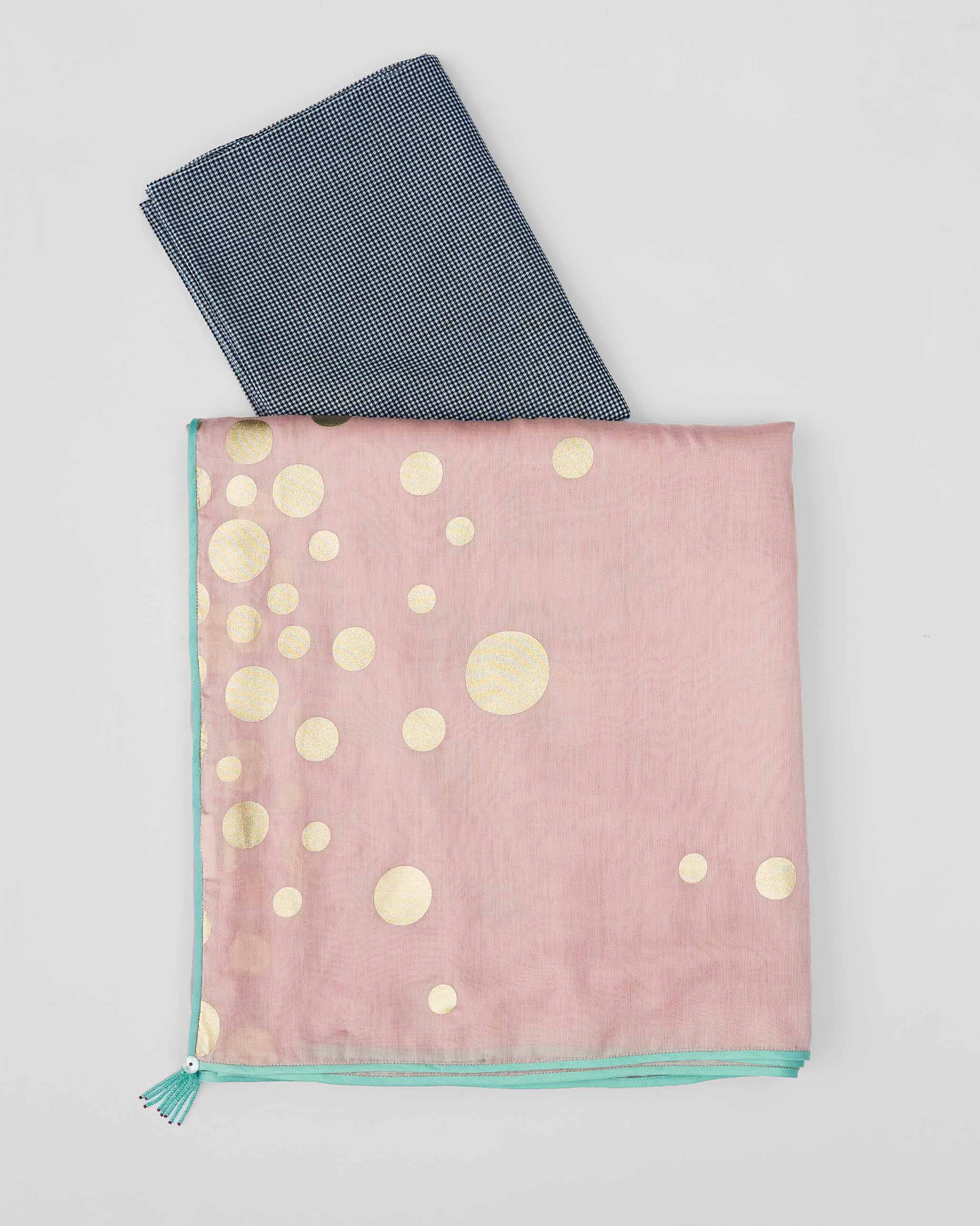 Jugnu Sari - Light Pink & Gold Printed - Image 5