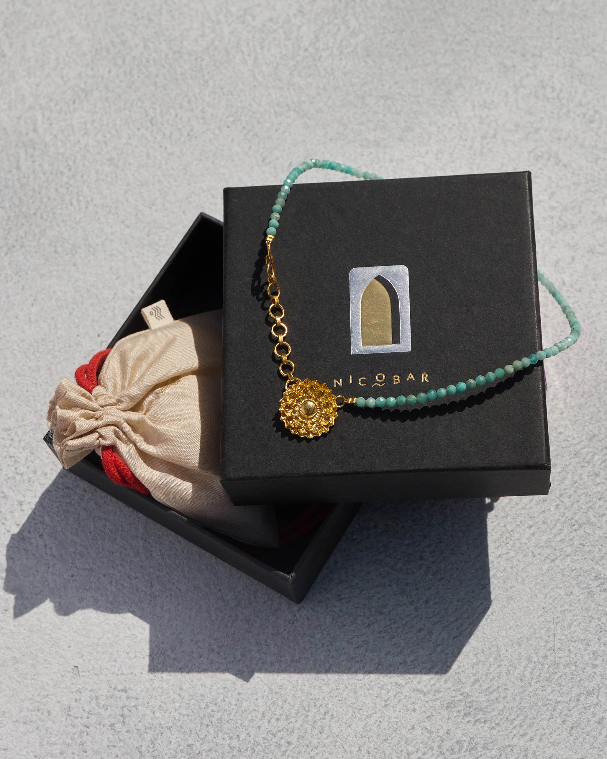 Kadambari Necklace - Aqua & Gold - Image 3
