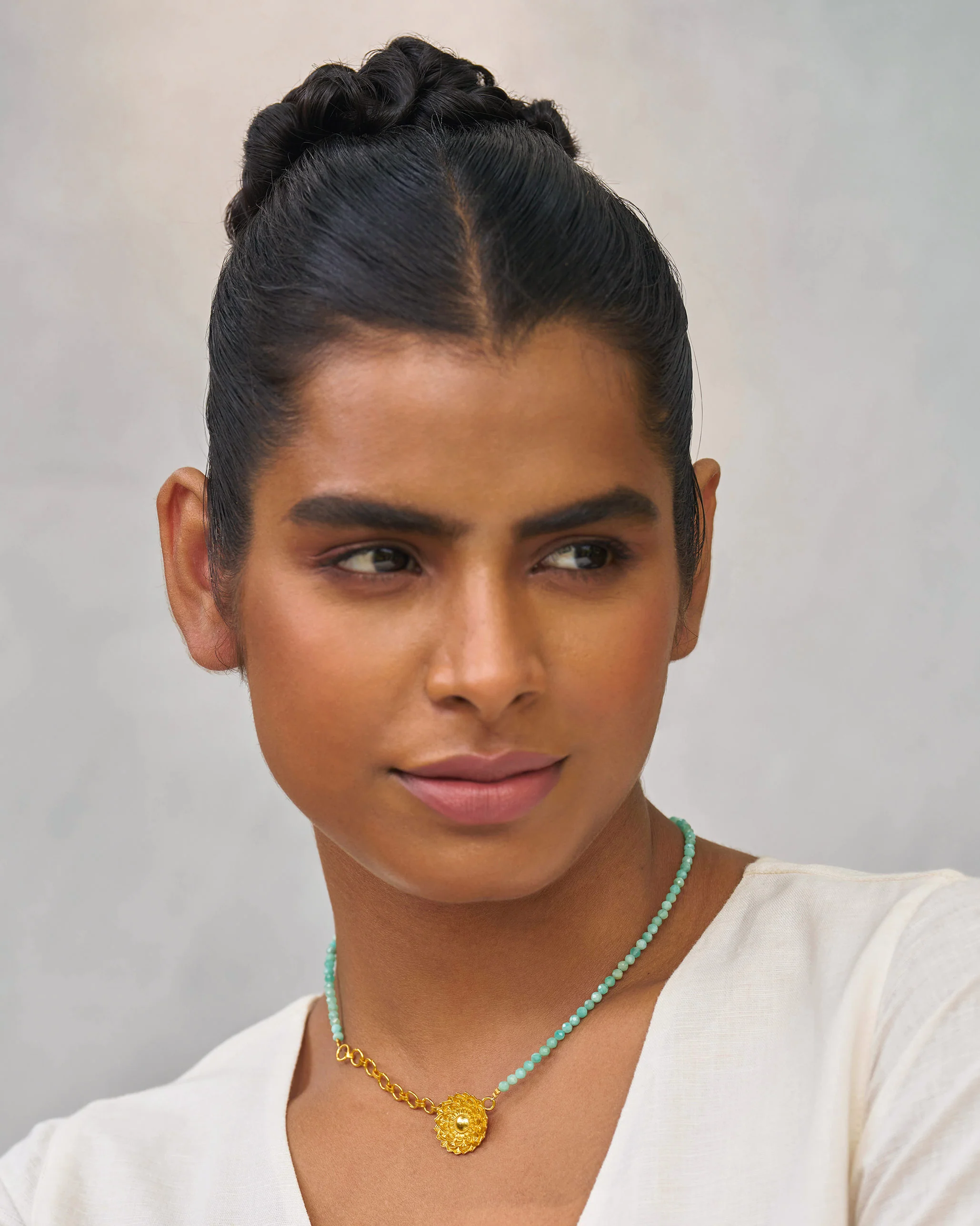 Kadambari Necklace - Aqua & Gold - Image 4