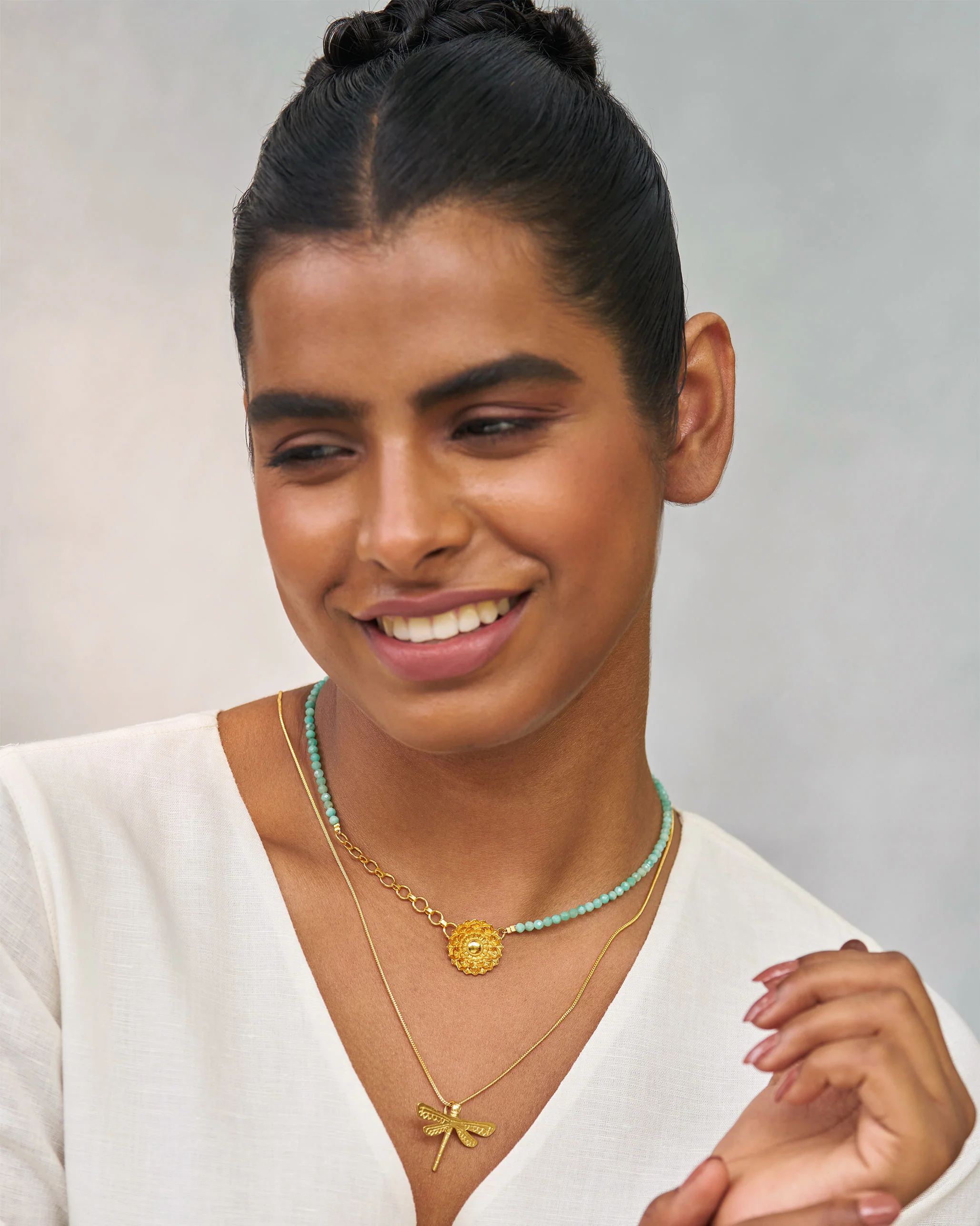 Kadambari Necklace - Aqua & Gold - Image 5