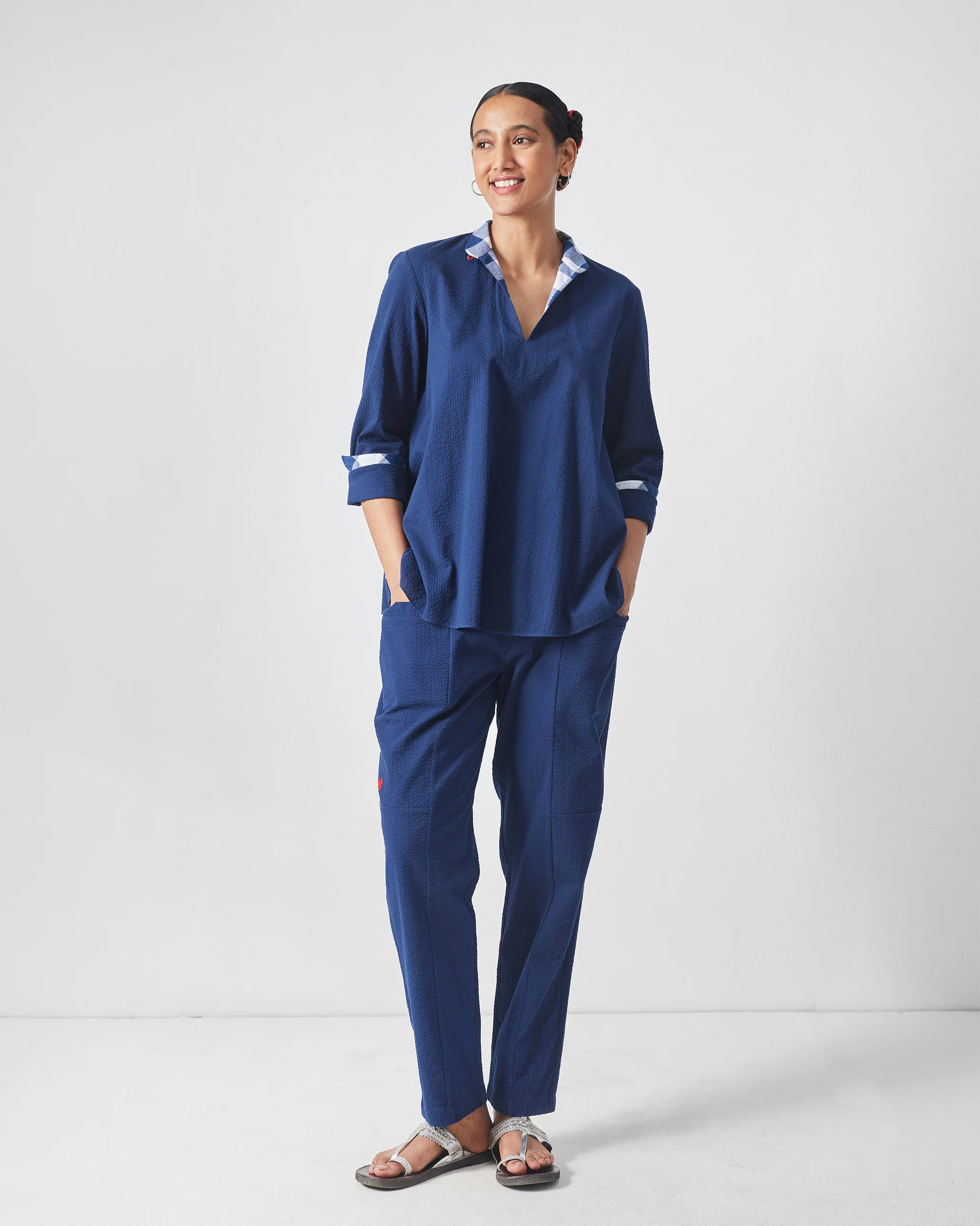 Kaiteki Pants - Navy Seersucker - Image 5