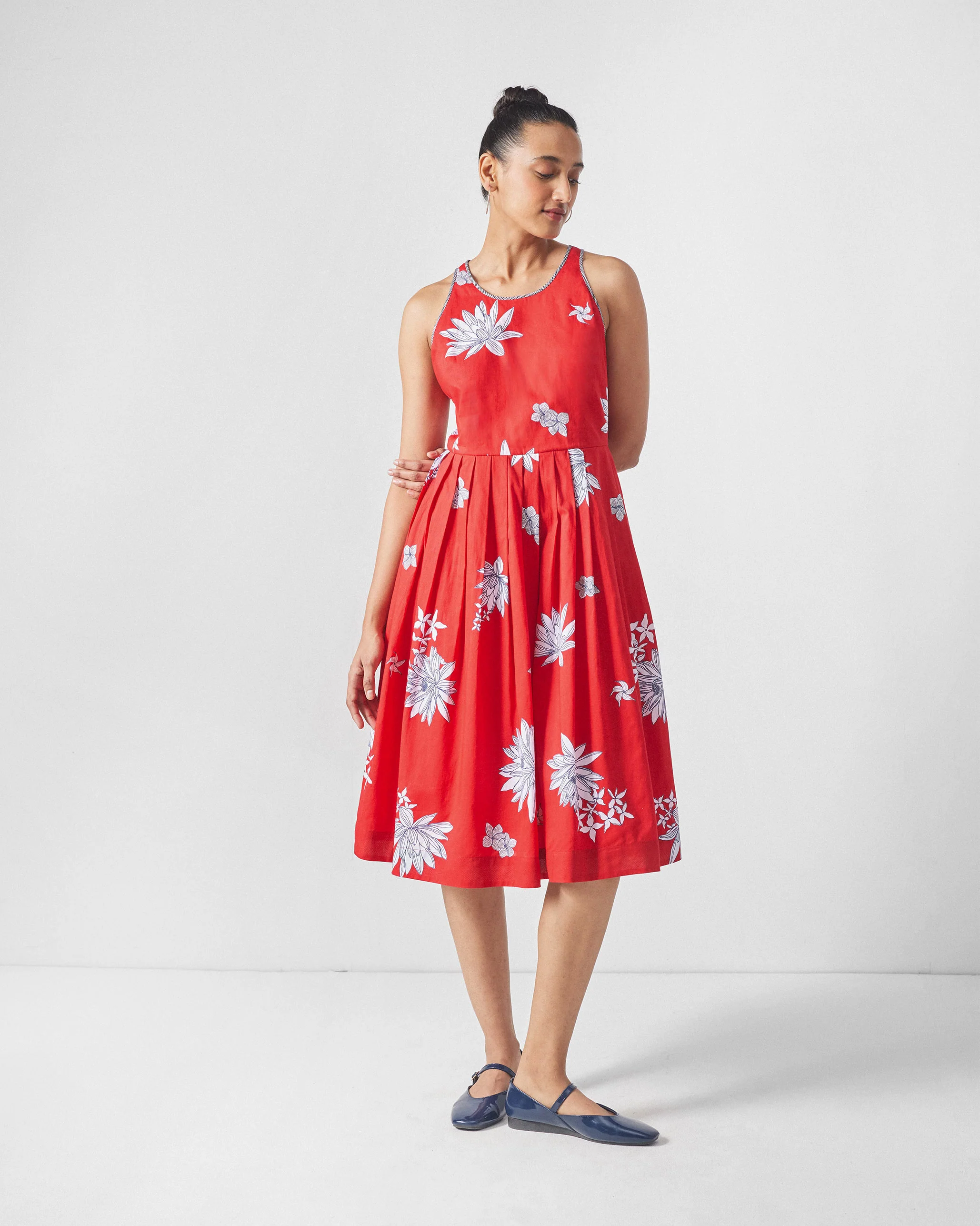 Kaito Dress - Red & White Print - Image 4