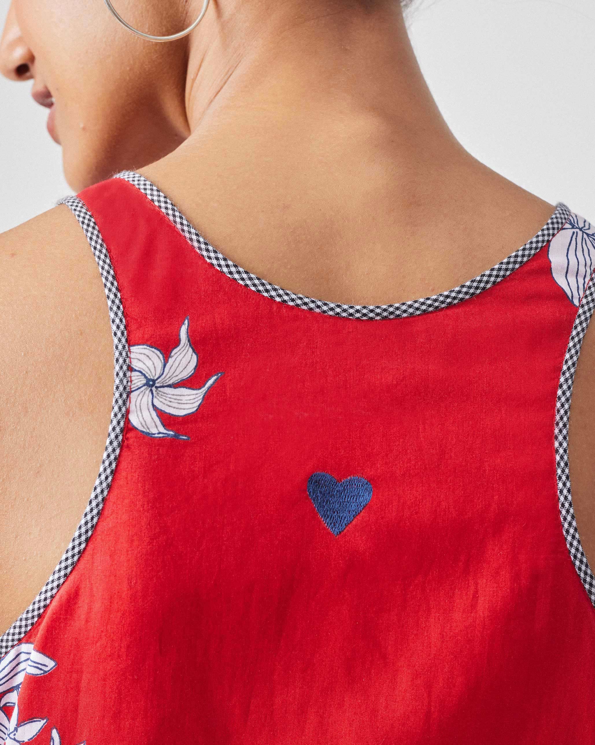 Kaito Dress - Red & White Print - Image 6