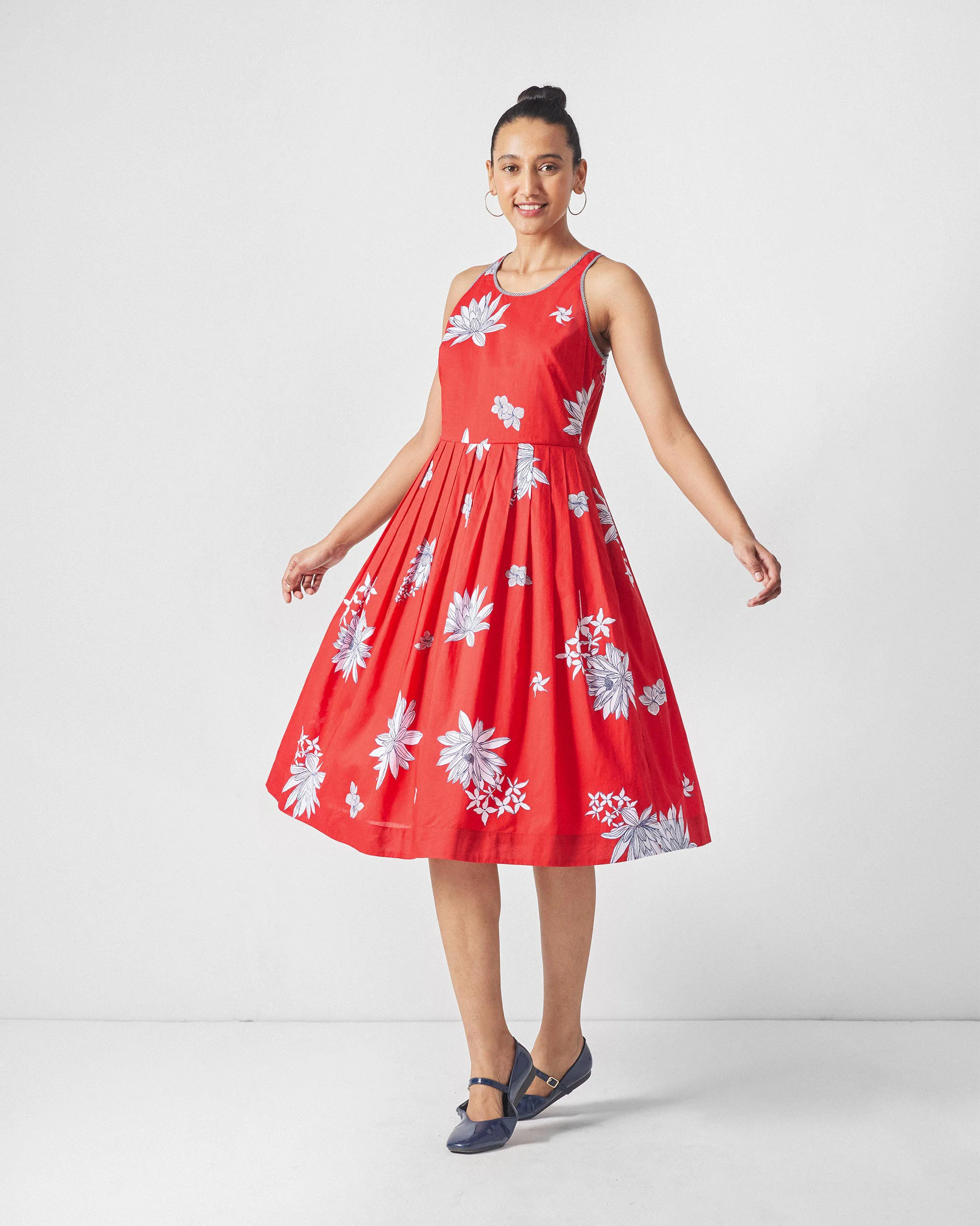 Kaito Dress - Red & White Print - Image 7